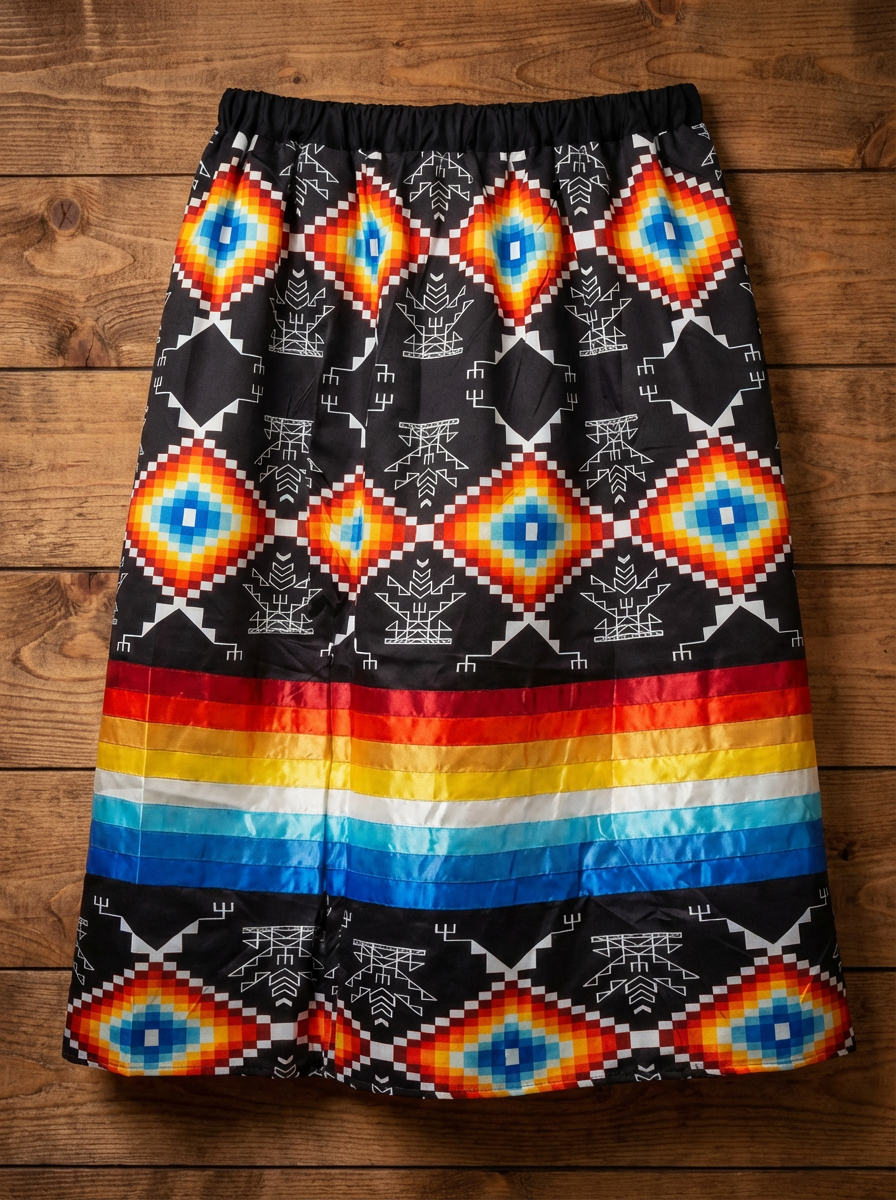 Midnight Pathway Ribbon Skirt with Pockets and Underskirt Lining