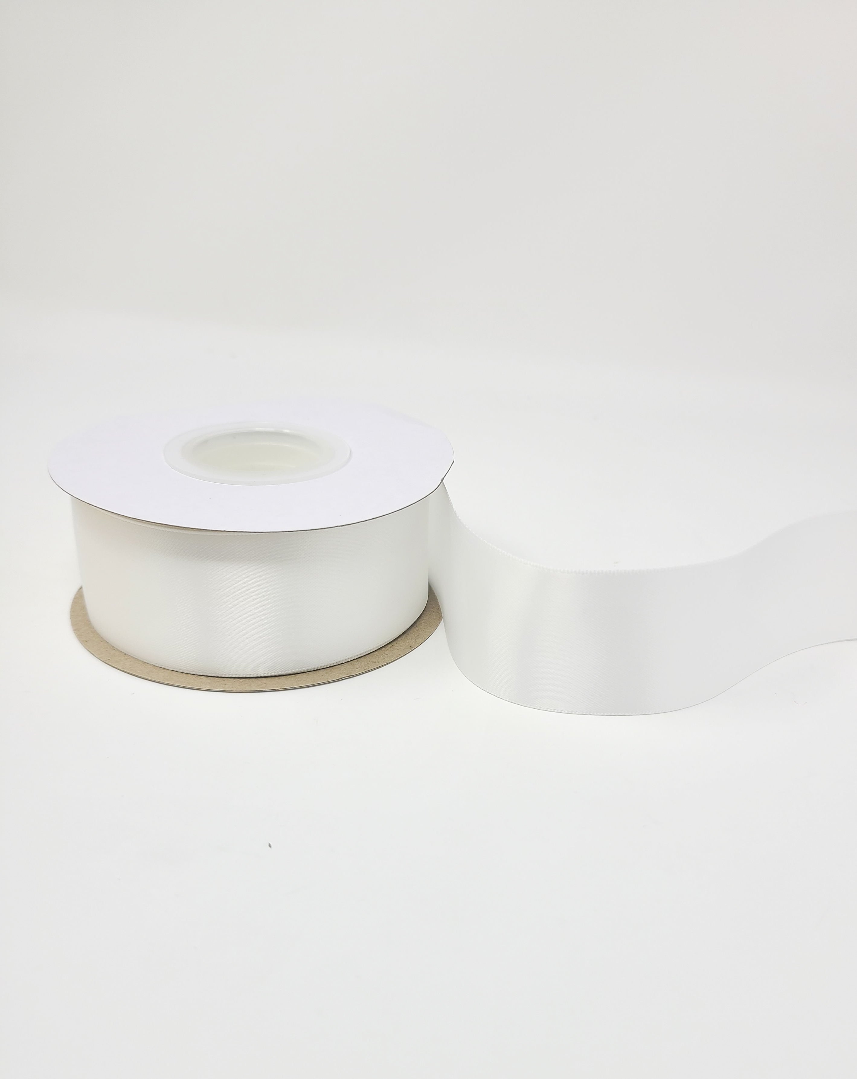 White - Double Face 1.5 inch Solid Colored Ribbon