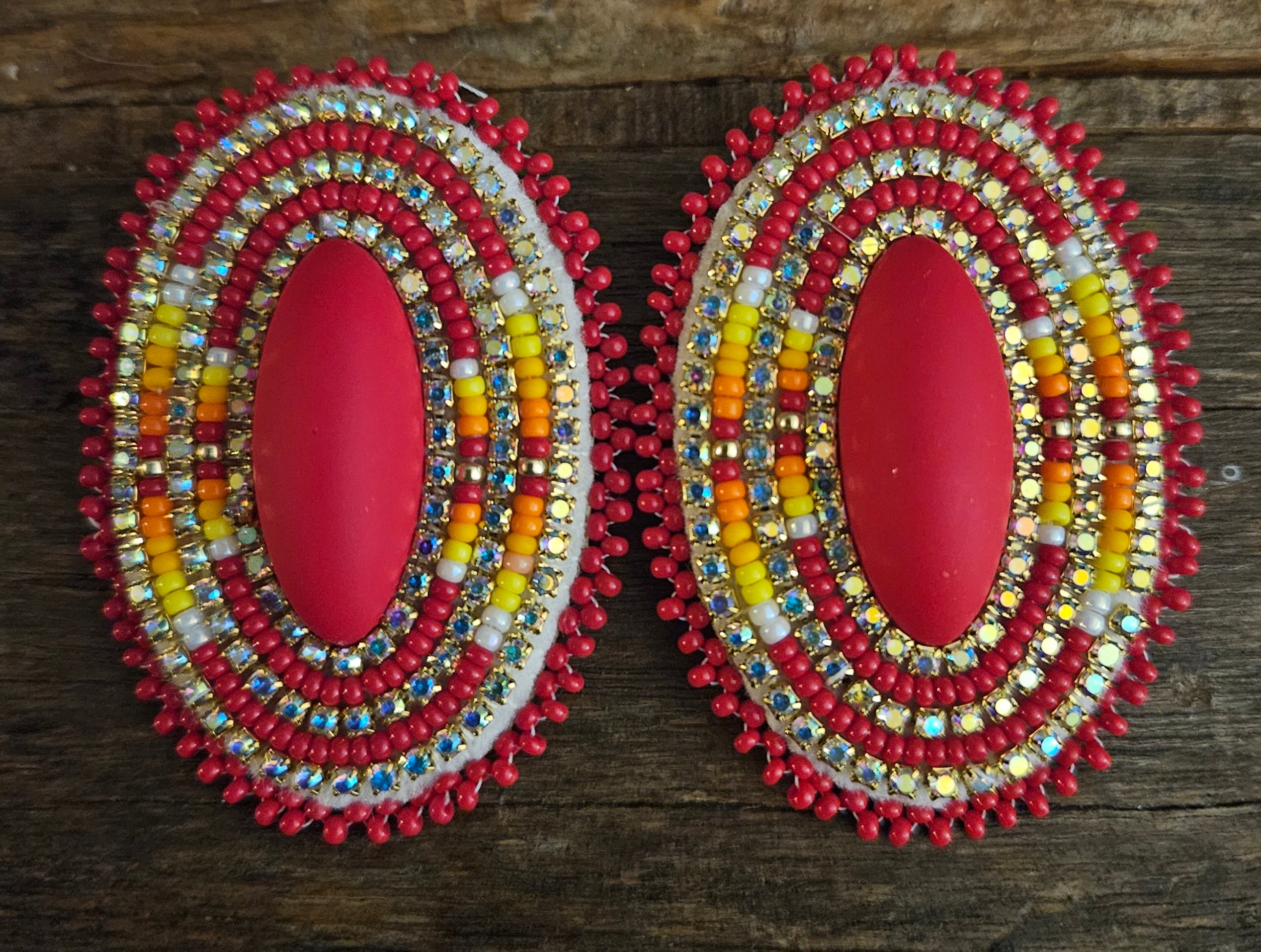 Meg Sheridan Red Oval Earrings w/ Fire Colors