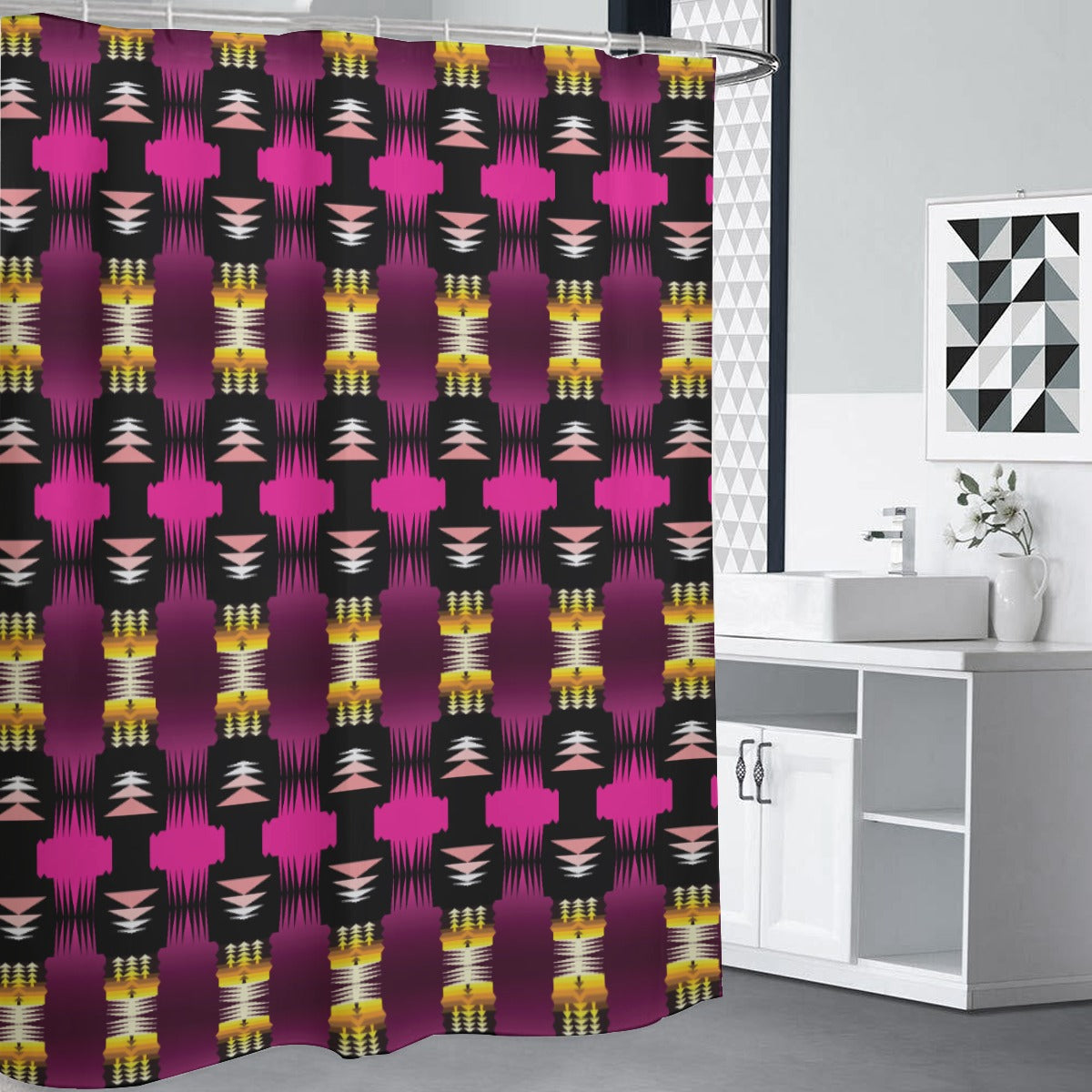 Midnight Sage Fire Pink Shower Curtain (59 inch x 71 inch)