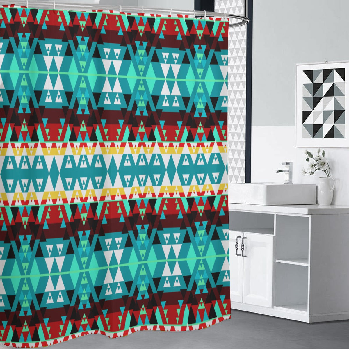 Writing On Stone Wheel Shower Curtain (59 inch x 71 inch)