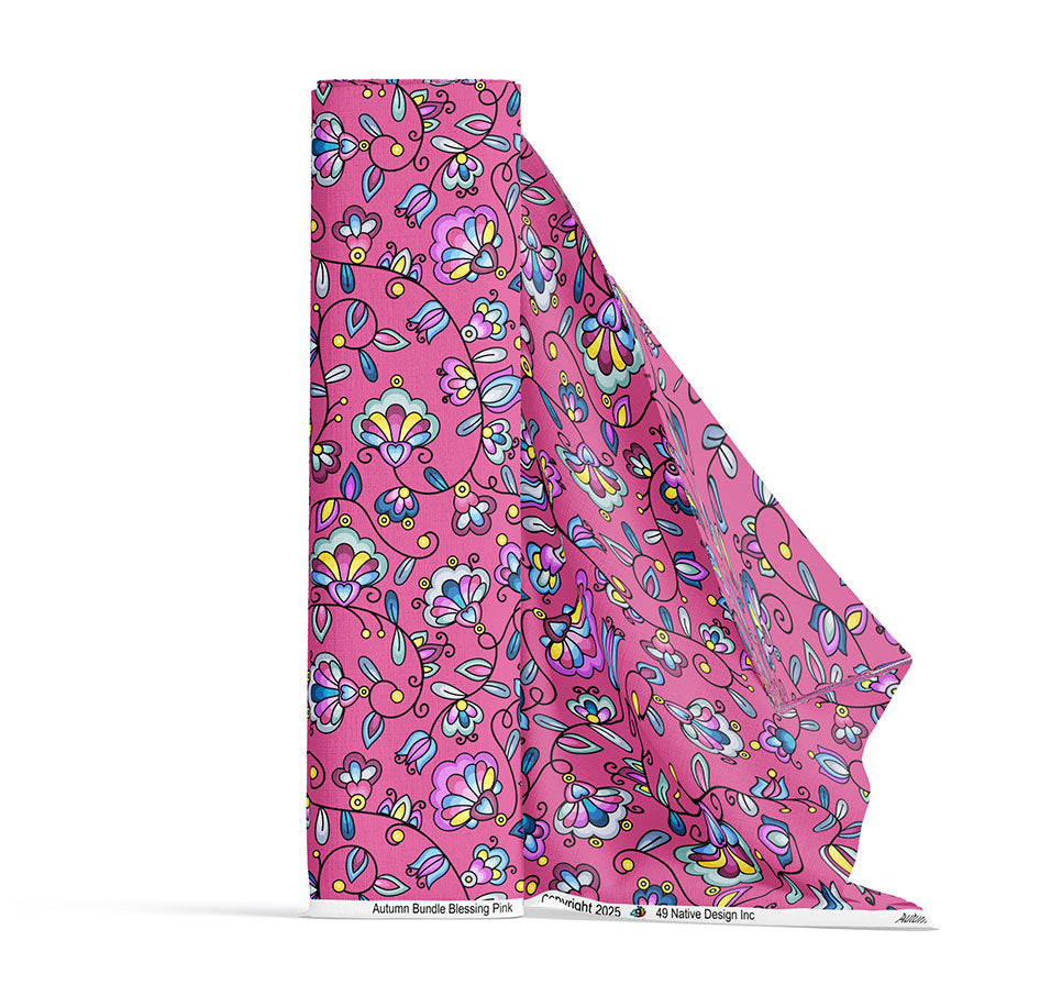 Autumn Bundle Blessing Pink Satin Fabric