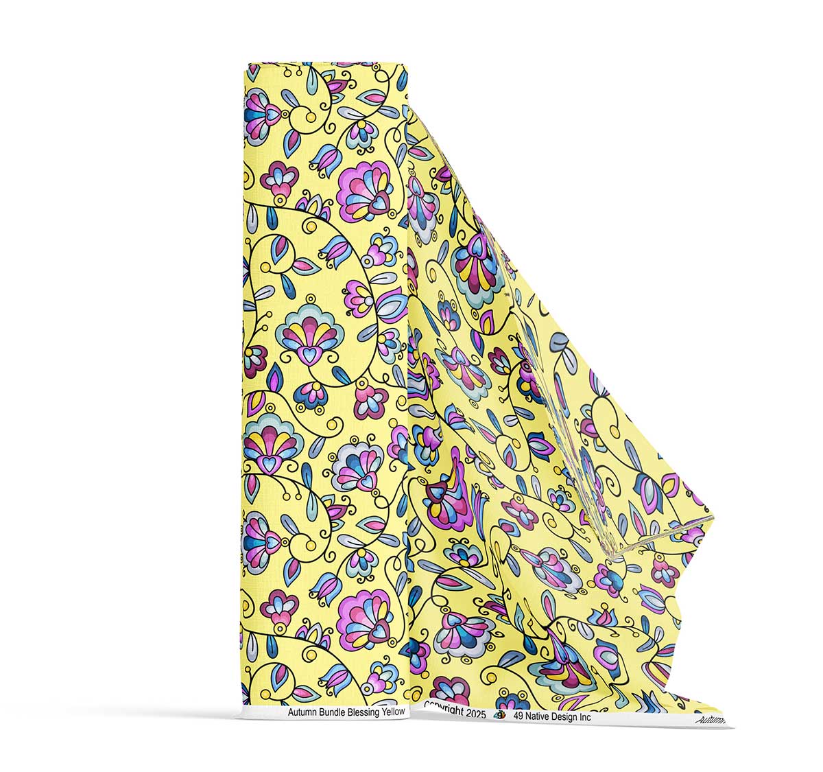 Autumn Bundle Blessing Yellow Satin Fabric