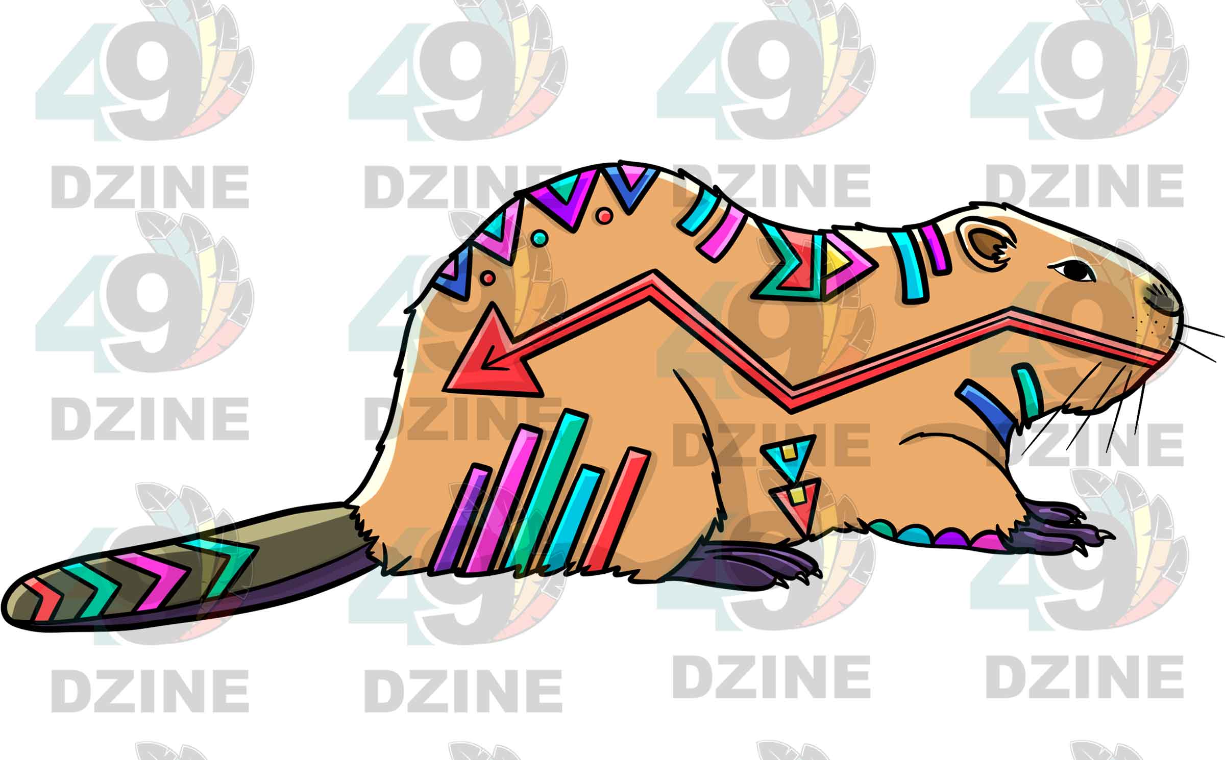 Beaver 4 Colored Sticker