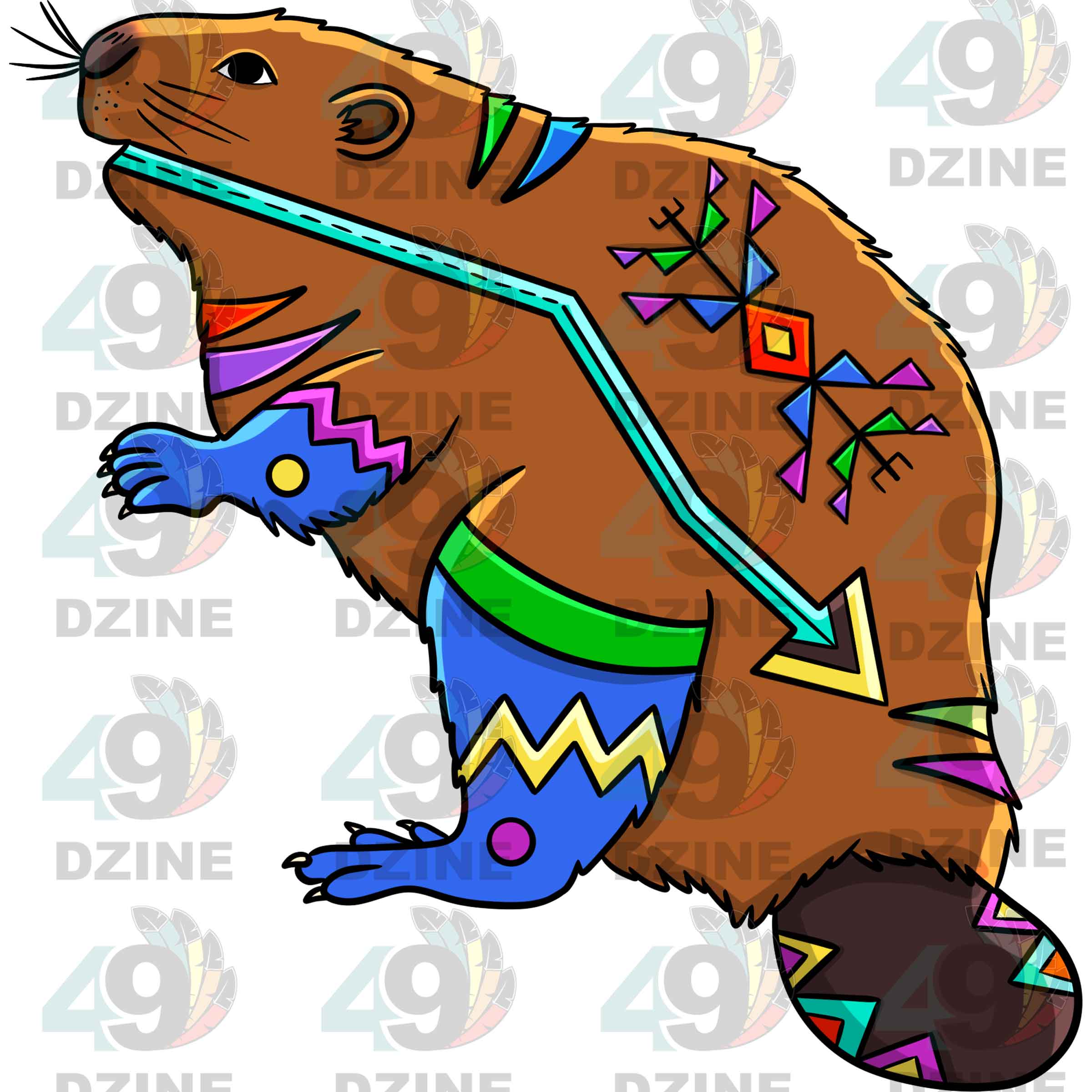 Beaver 5 Colored Sticker