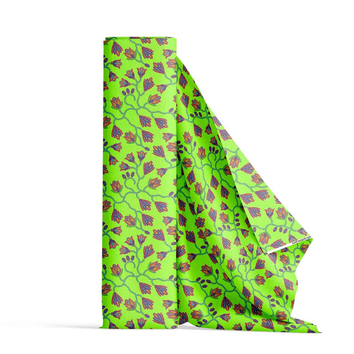 Spring Blossoms Neon Green Cotton Poplin