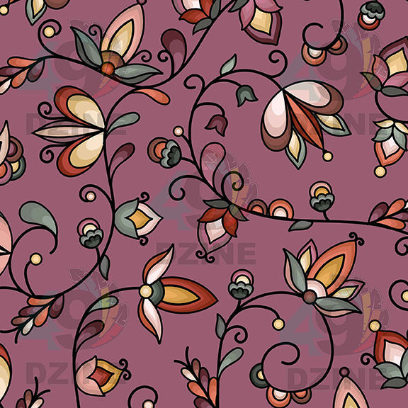 Burnt Sky Petals Magenta Satin Fabric