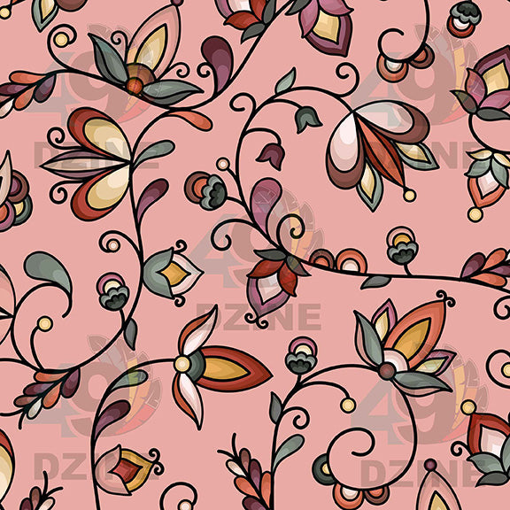 Burnt Sky Petals Peach Satin Fabric