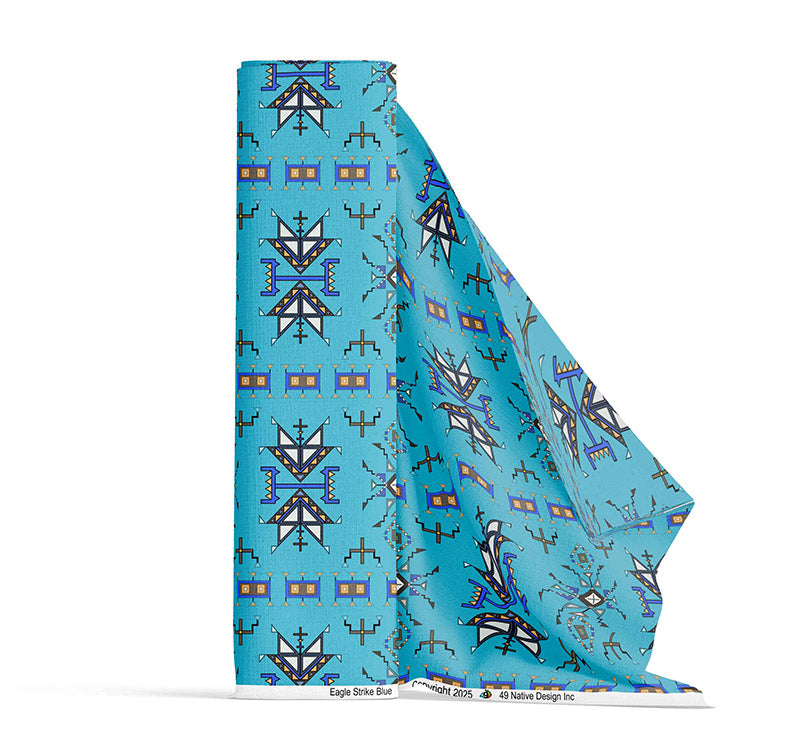 Eagle Strike Blue Satin Fabric
