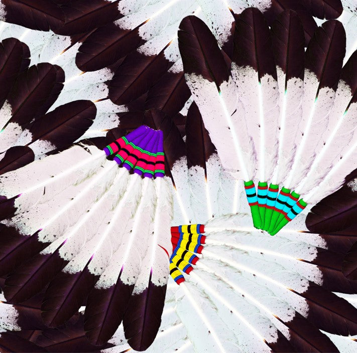 Eagle Feather Fans Satin Fabric