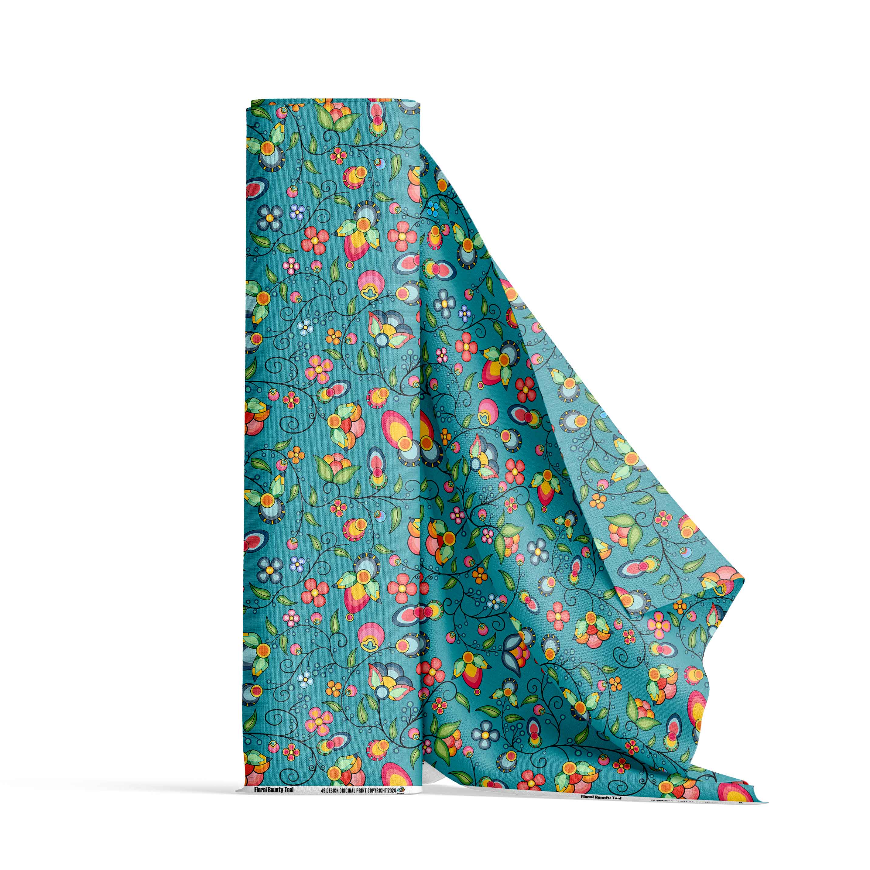 Floral Bounty Teal Cotton Fabric