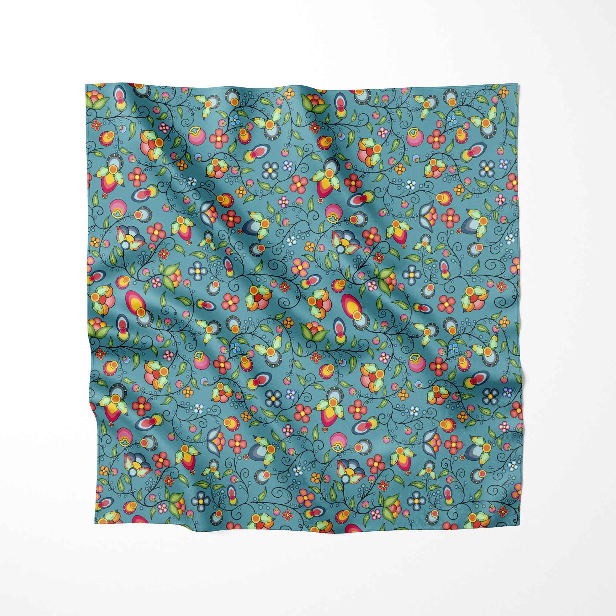 Floral Bounty Teal Cotton Fabric