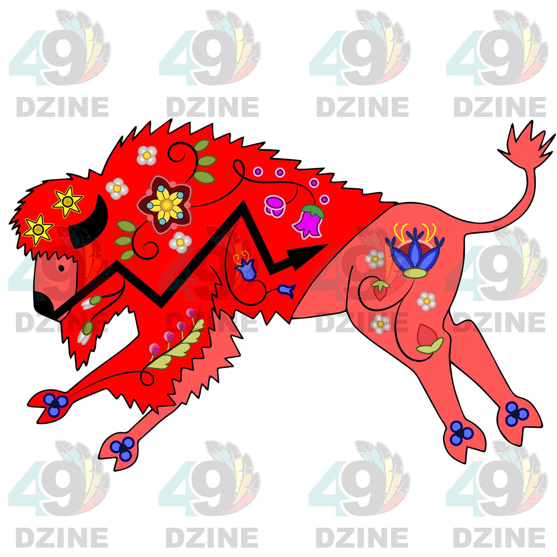 Floral Bison Sticker