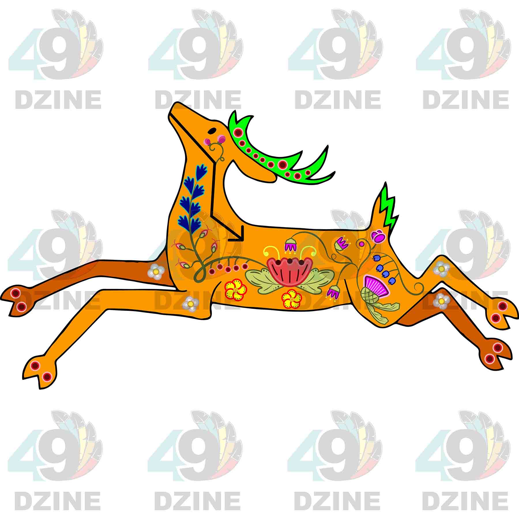 Floral Deer Sticker