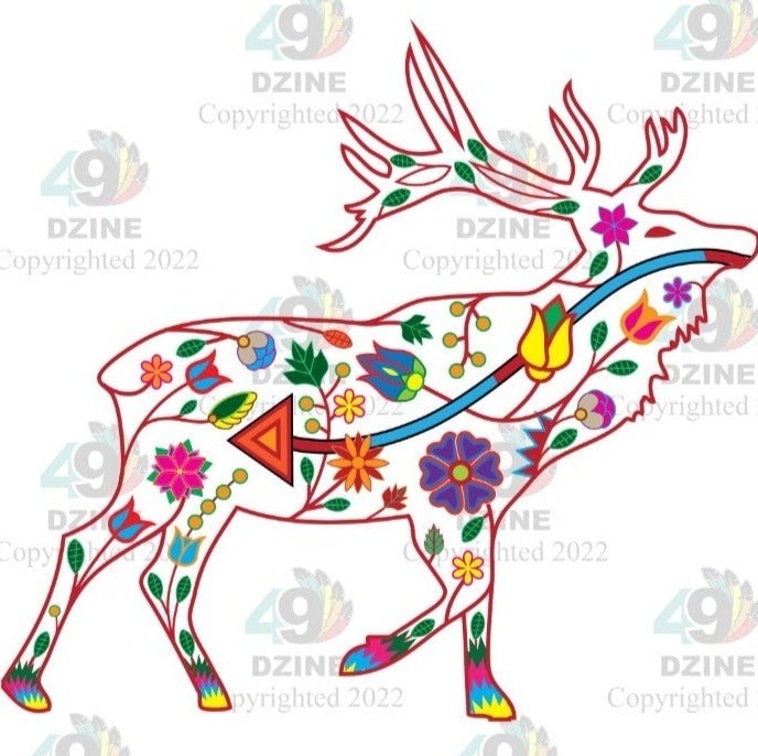 Floral Elk Sticker