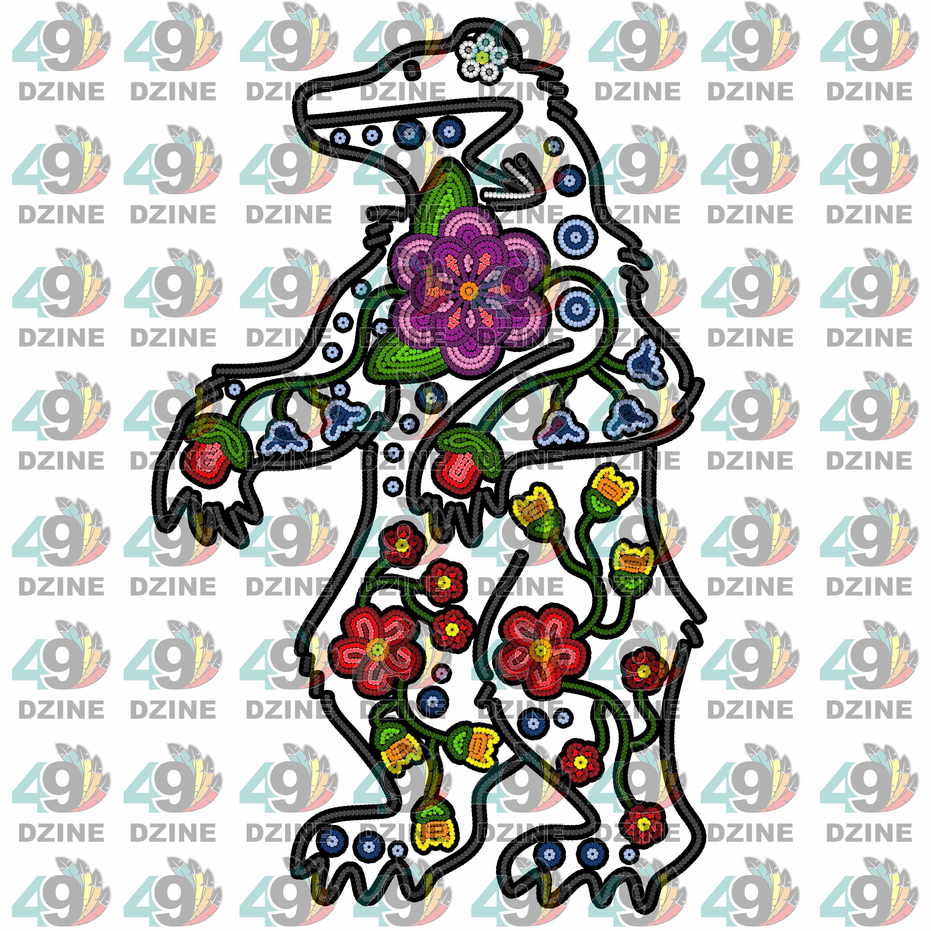 Floral Ledger Bear Standing Sticker