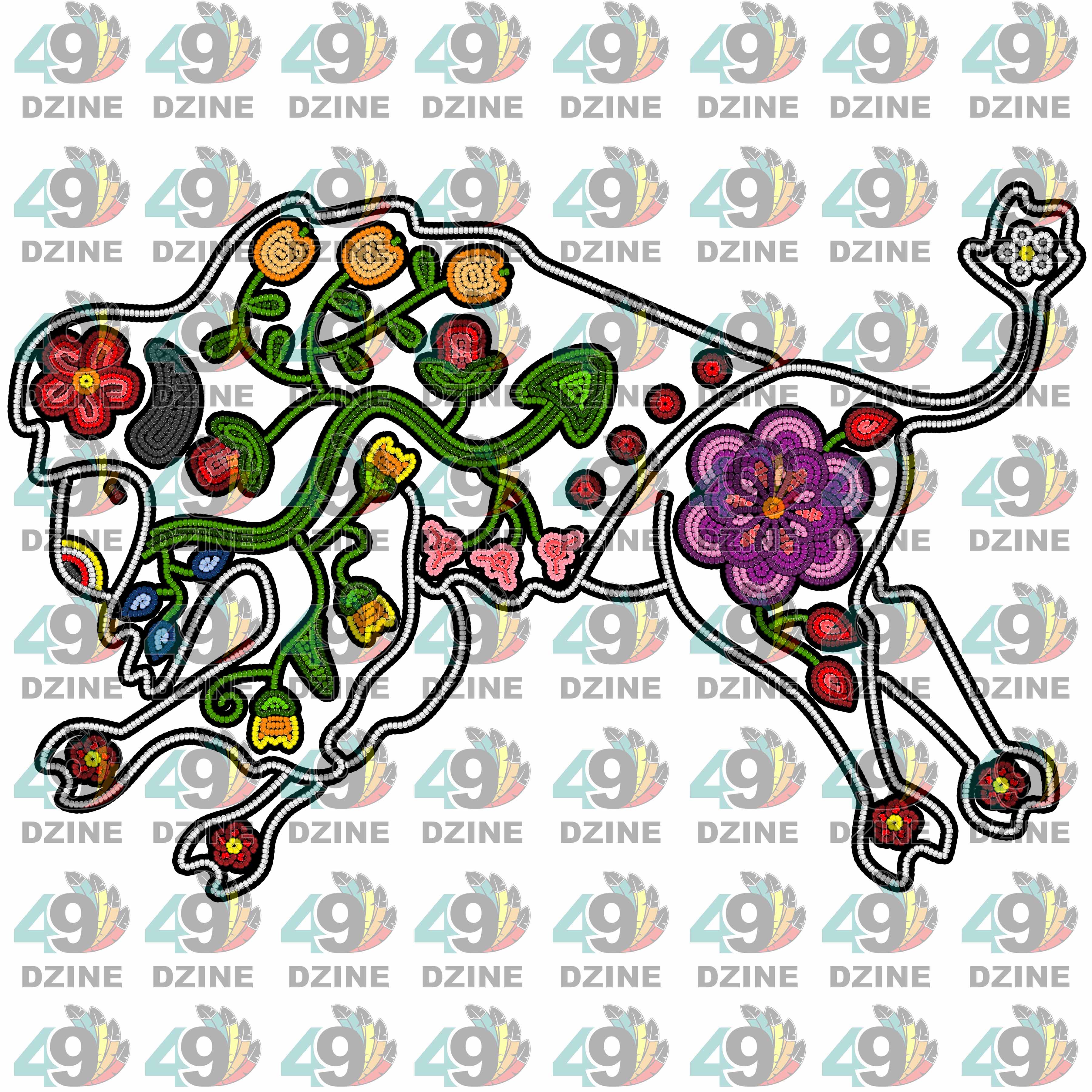 Floral Ledger Bison White Sticker