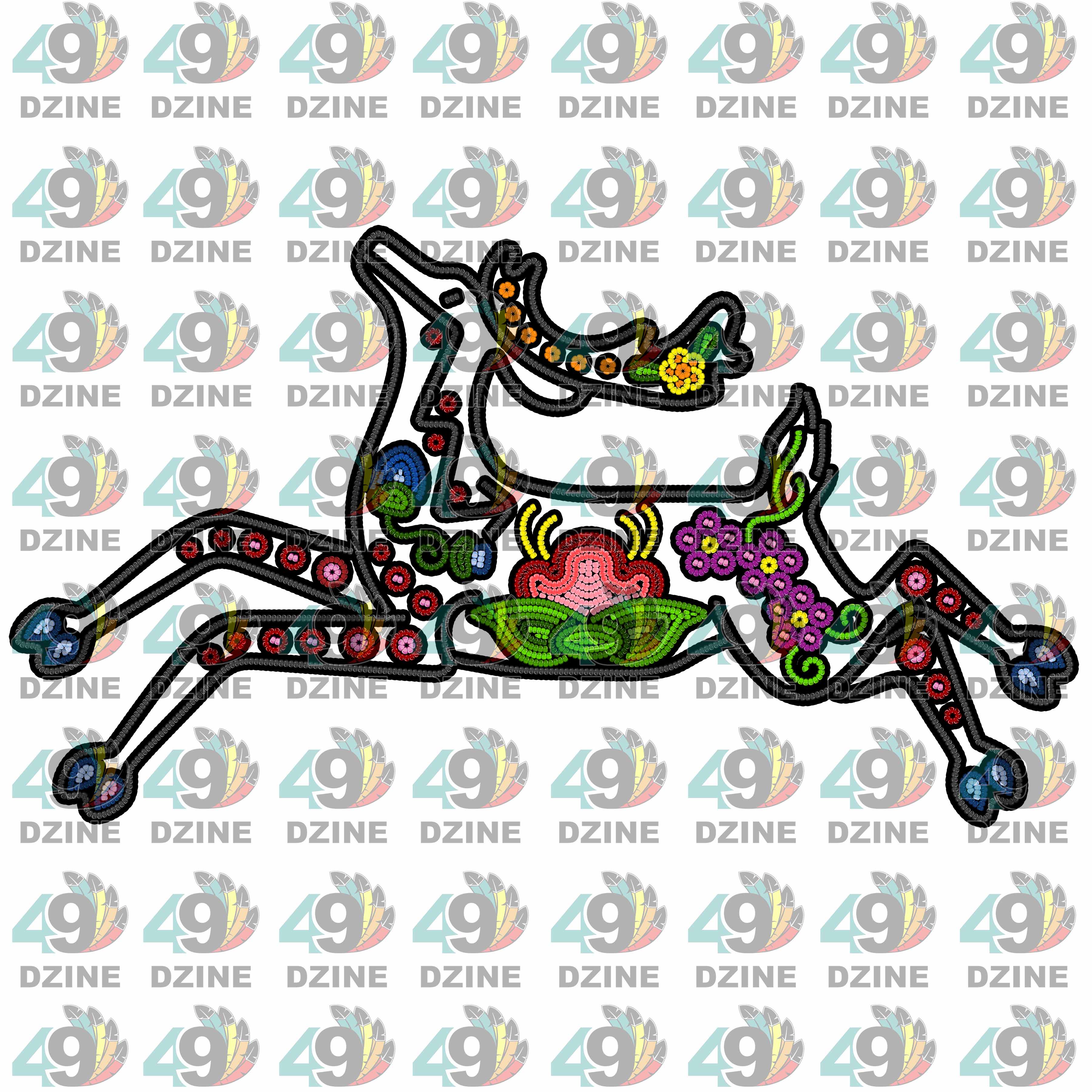 Floral Ledger Deer 01 Sticker