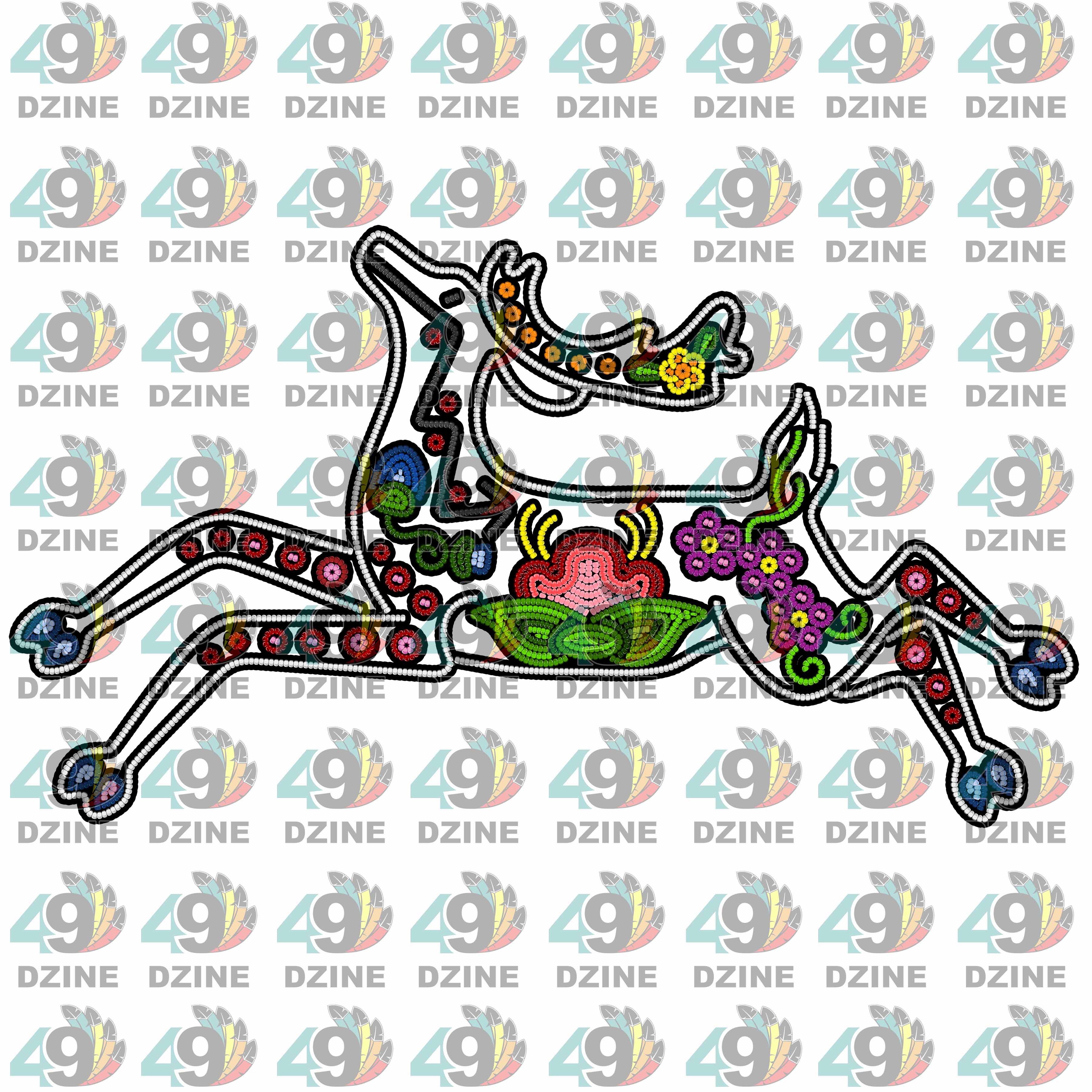 Floral Ledger Deer White Sticker