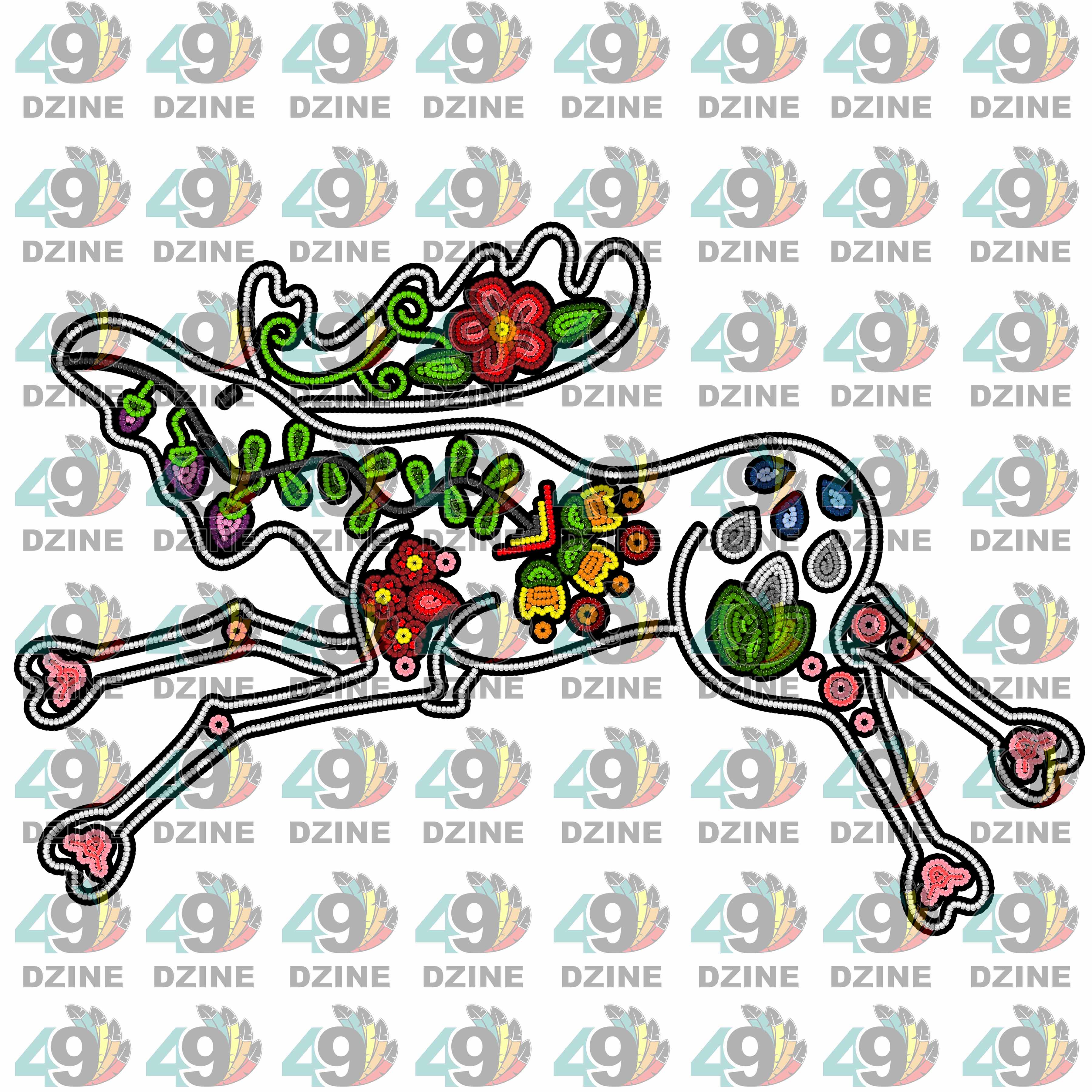 Floral Ledger Moose White Sticker