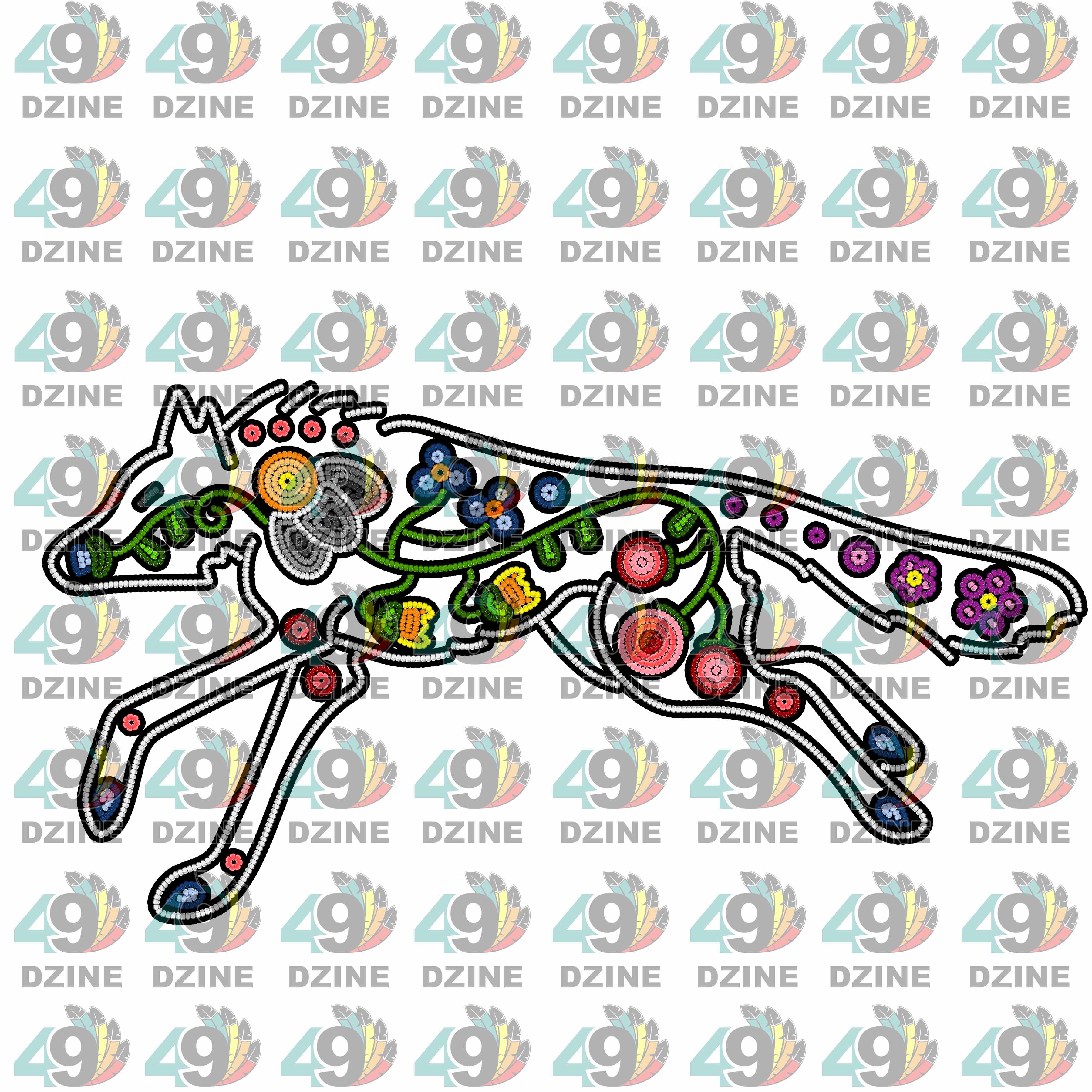 Floral Ledger Wolf White Sticker