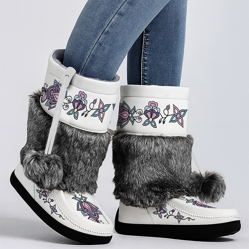 Snow Petal Spirit Real Leather MocLux Calf with Fur