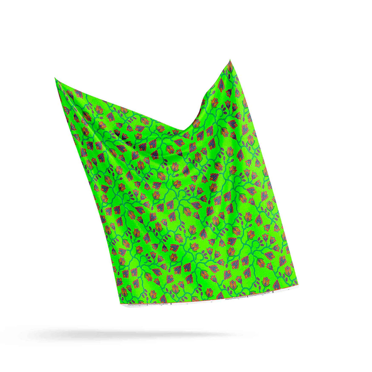 Spring Blossoms Neon Green Cotton Poplin