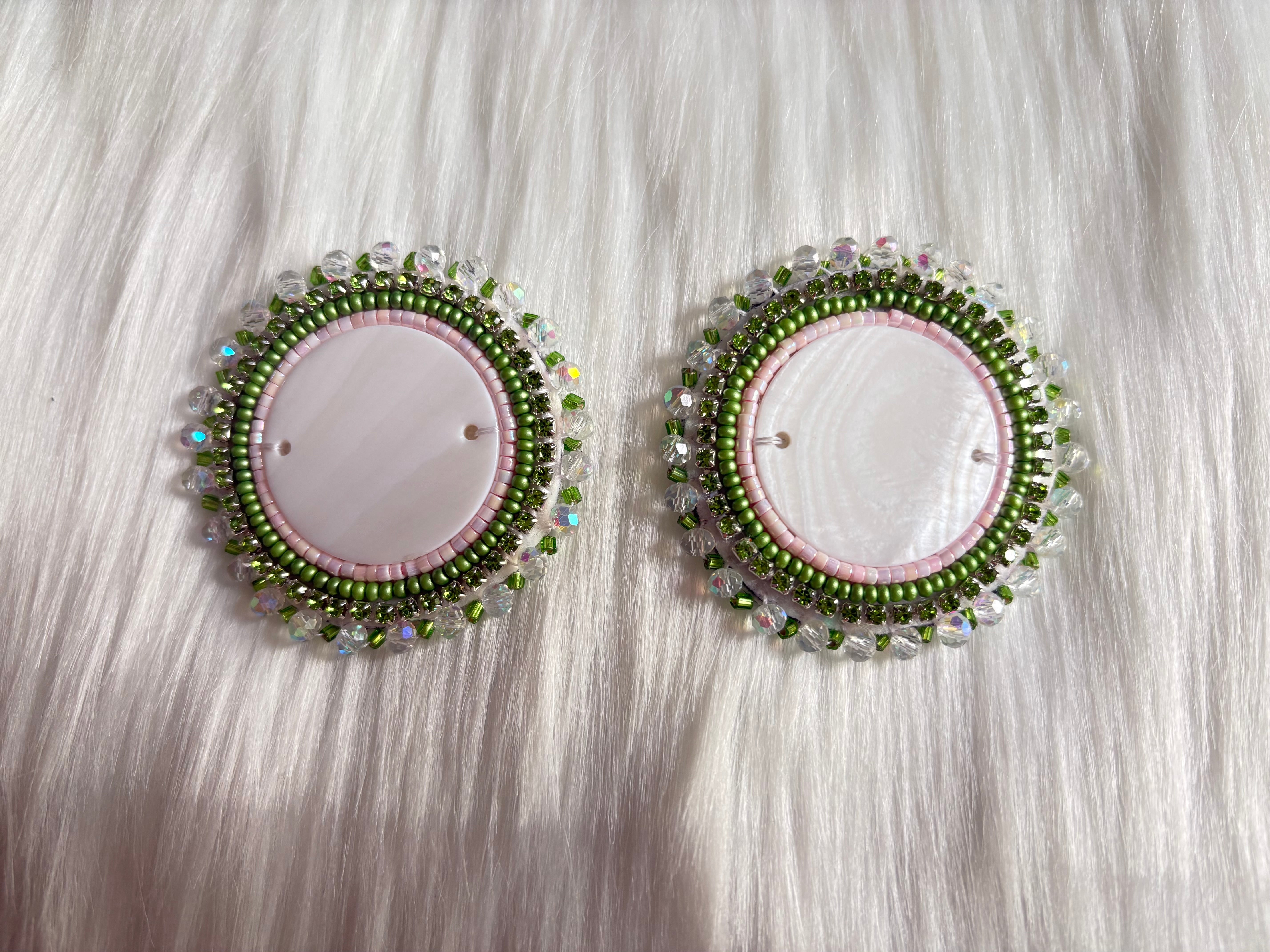 Keisha Cardinal White Circle Beaded Earrings