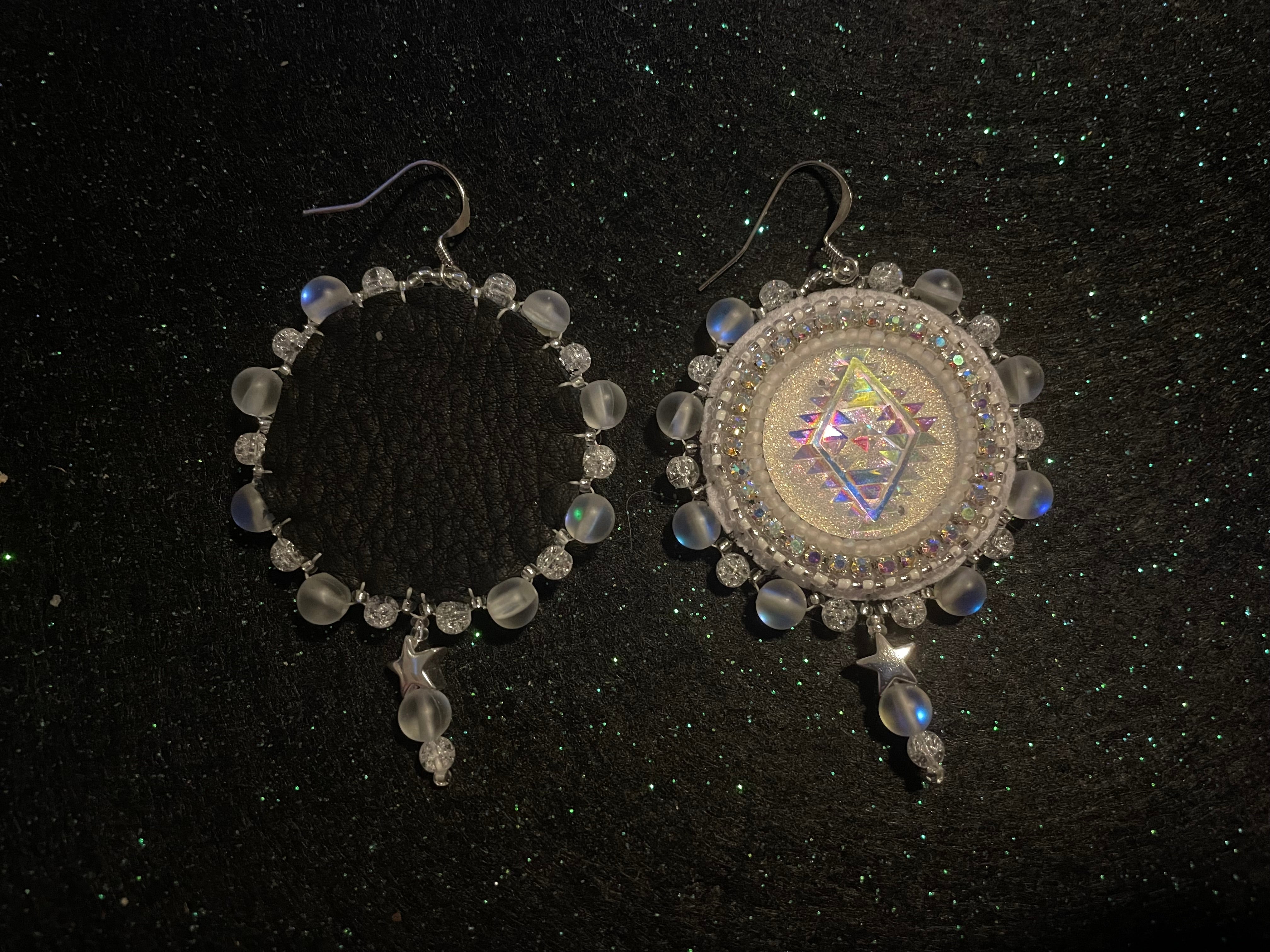 Asteria Brill White Iridescent Beaded Earrings