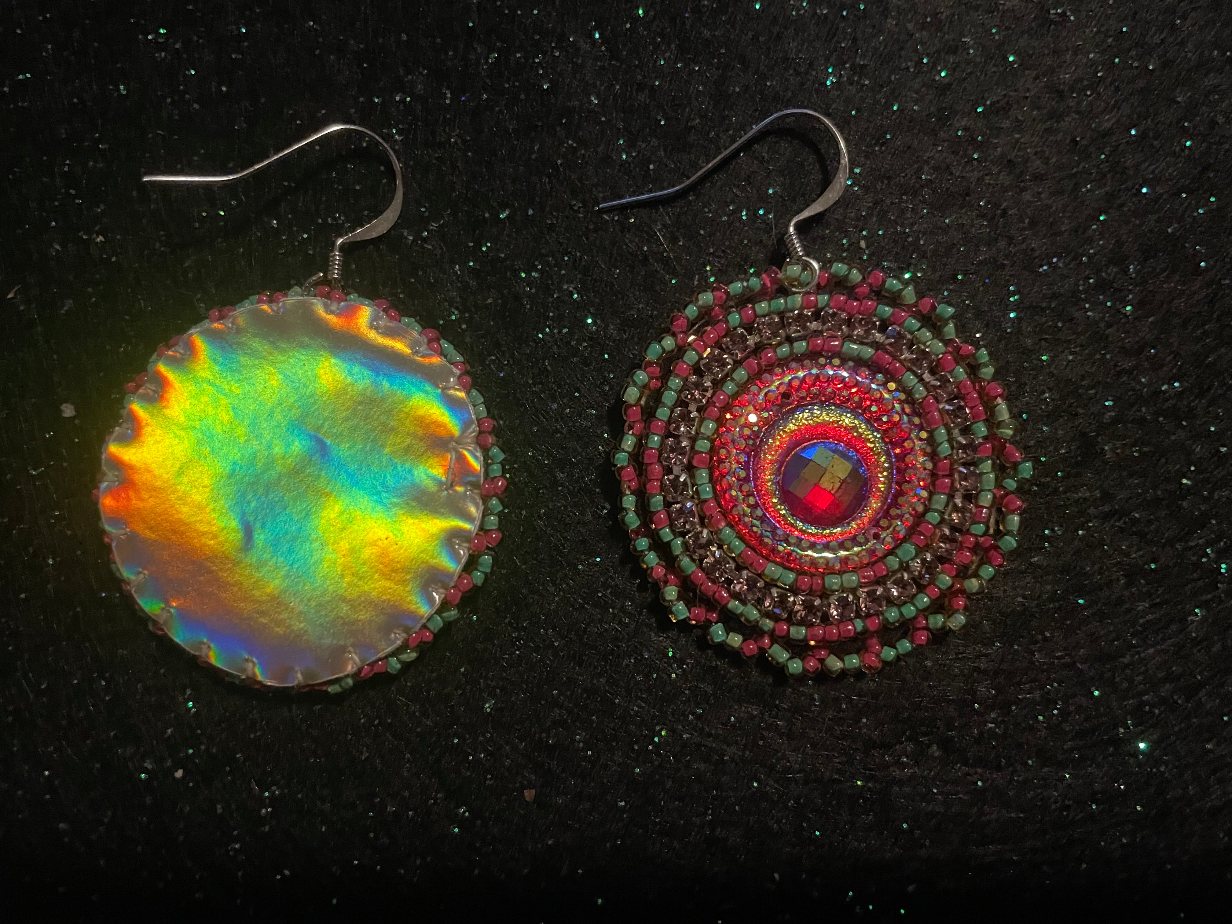 Asteria Brill Large Purple/Green Beaded Earrings