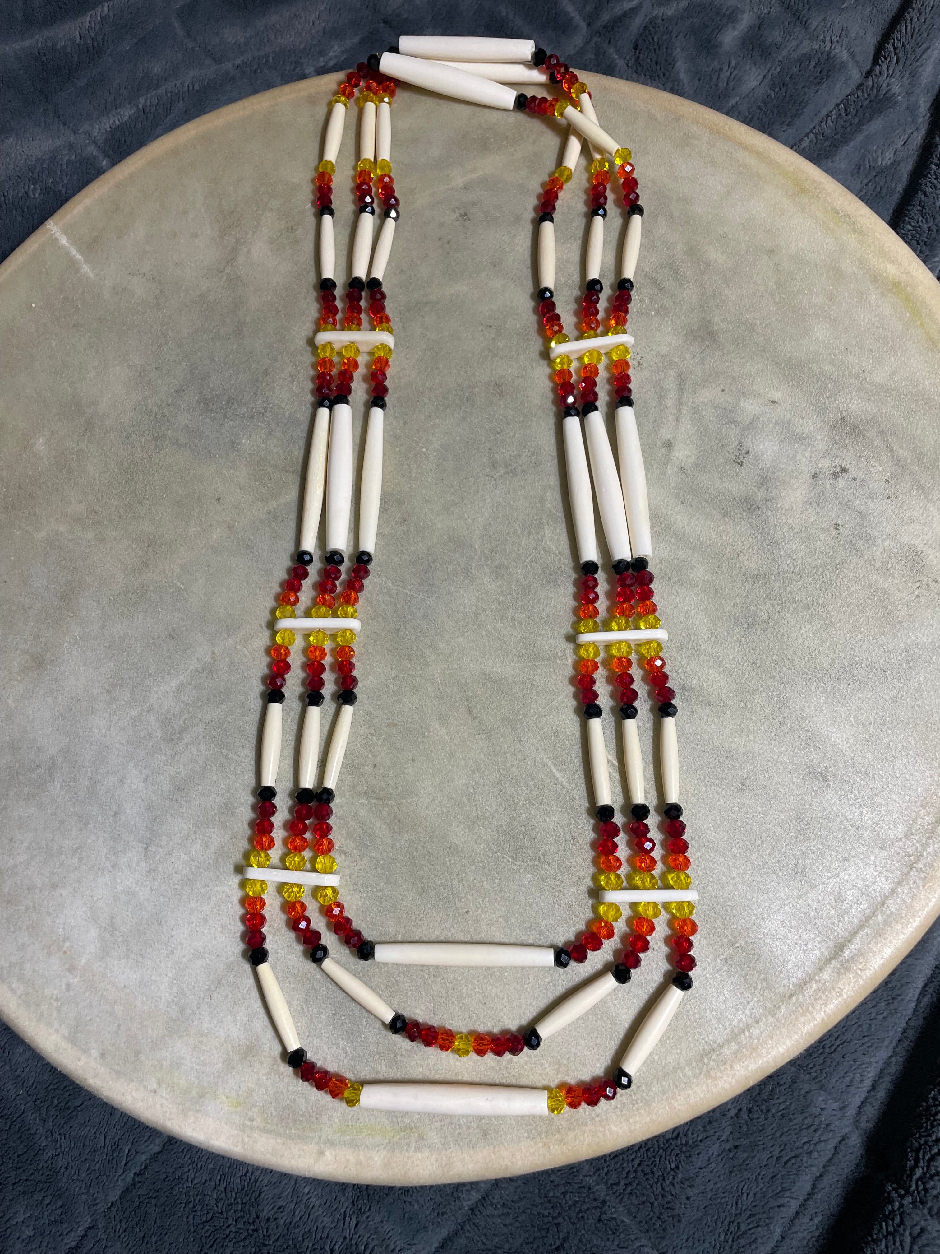 Asteria Brill 26 Inch Fire Colour Buffalo Bone Hairpipe Necklace