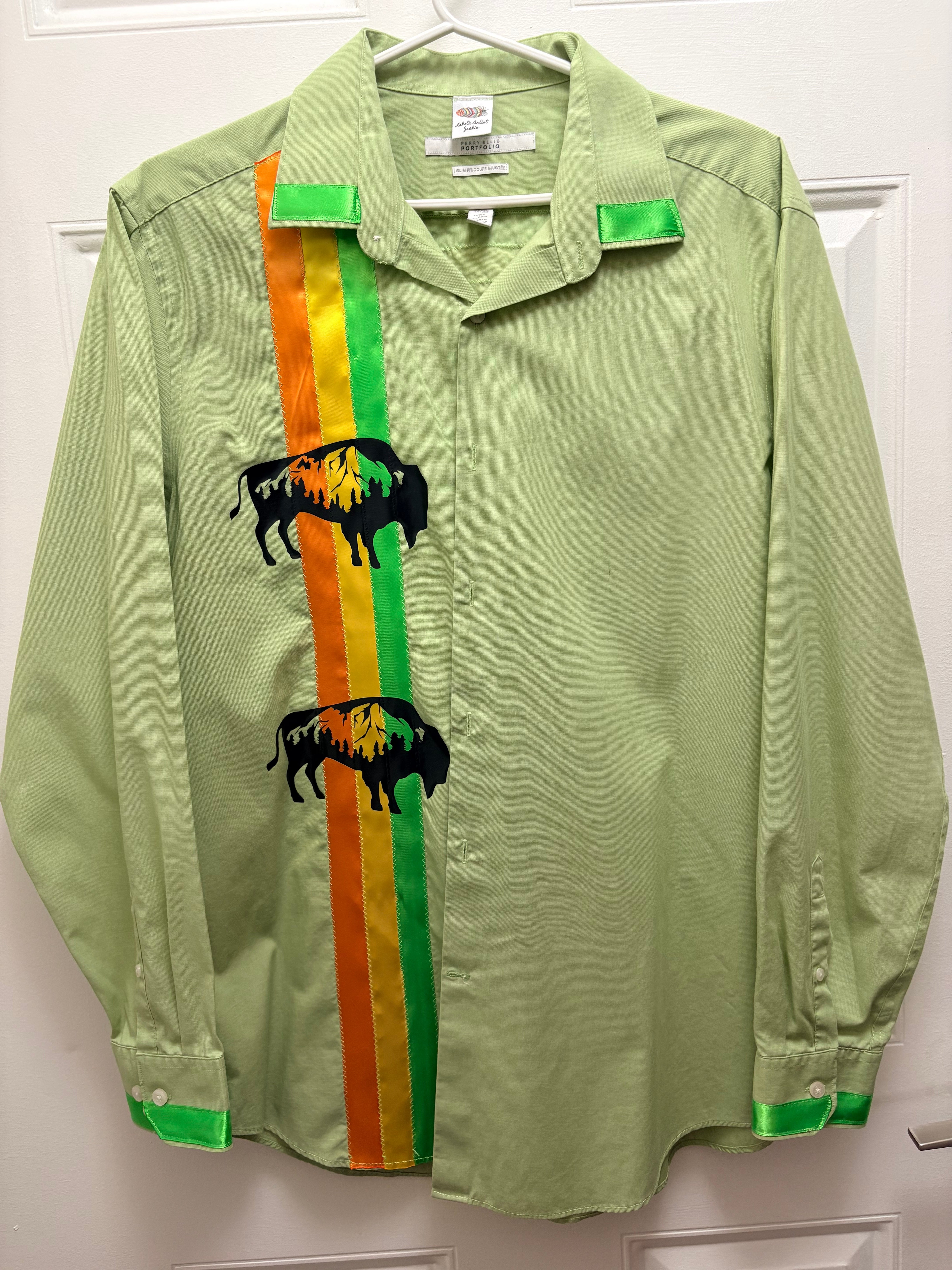 Lakota Artist Jackie Green Buffalo Ribbon Shirt
