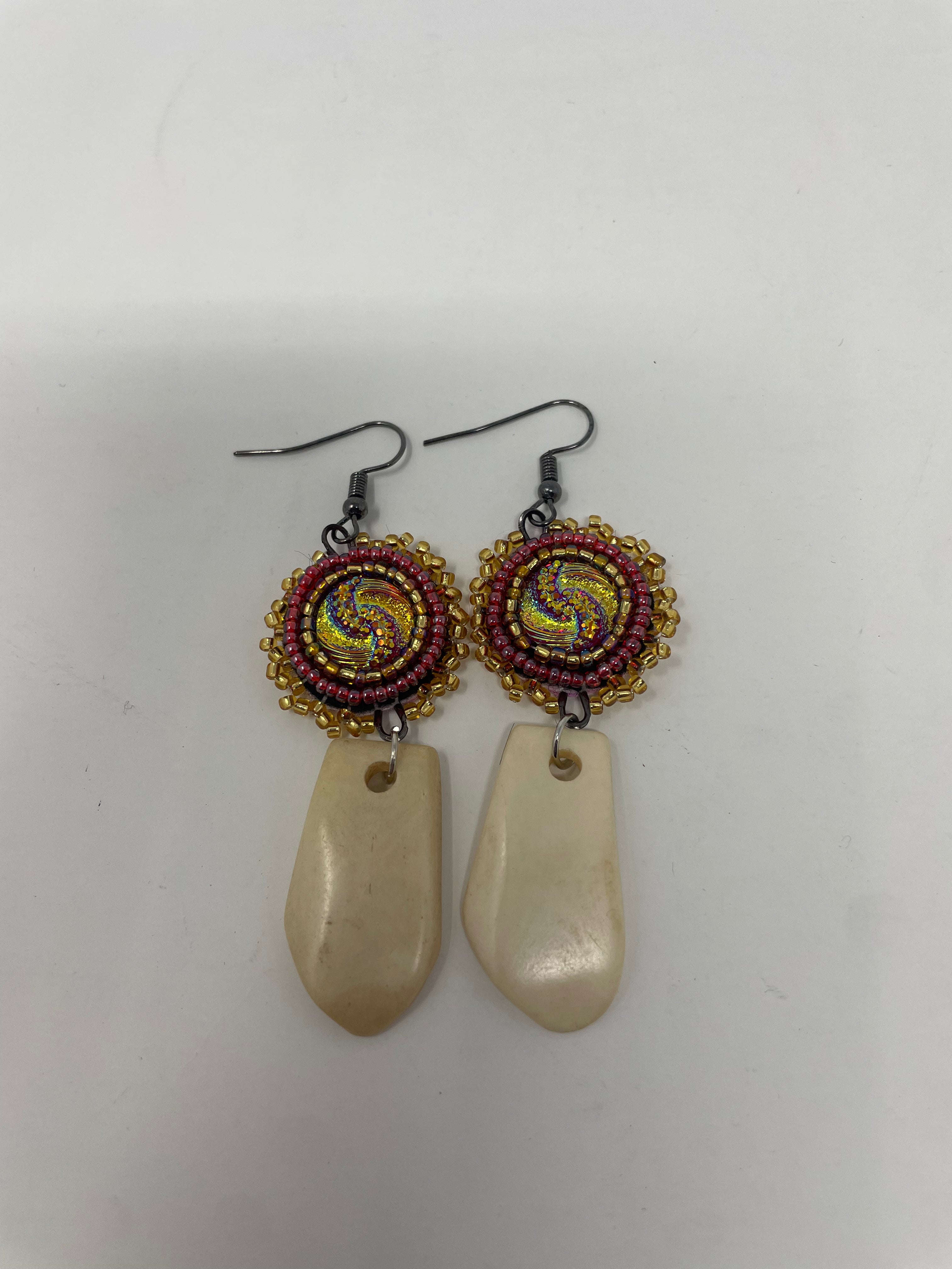 Asteria Brill Ruby + Elk Teeth Earrings