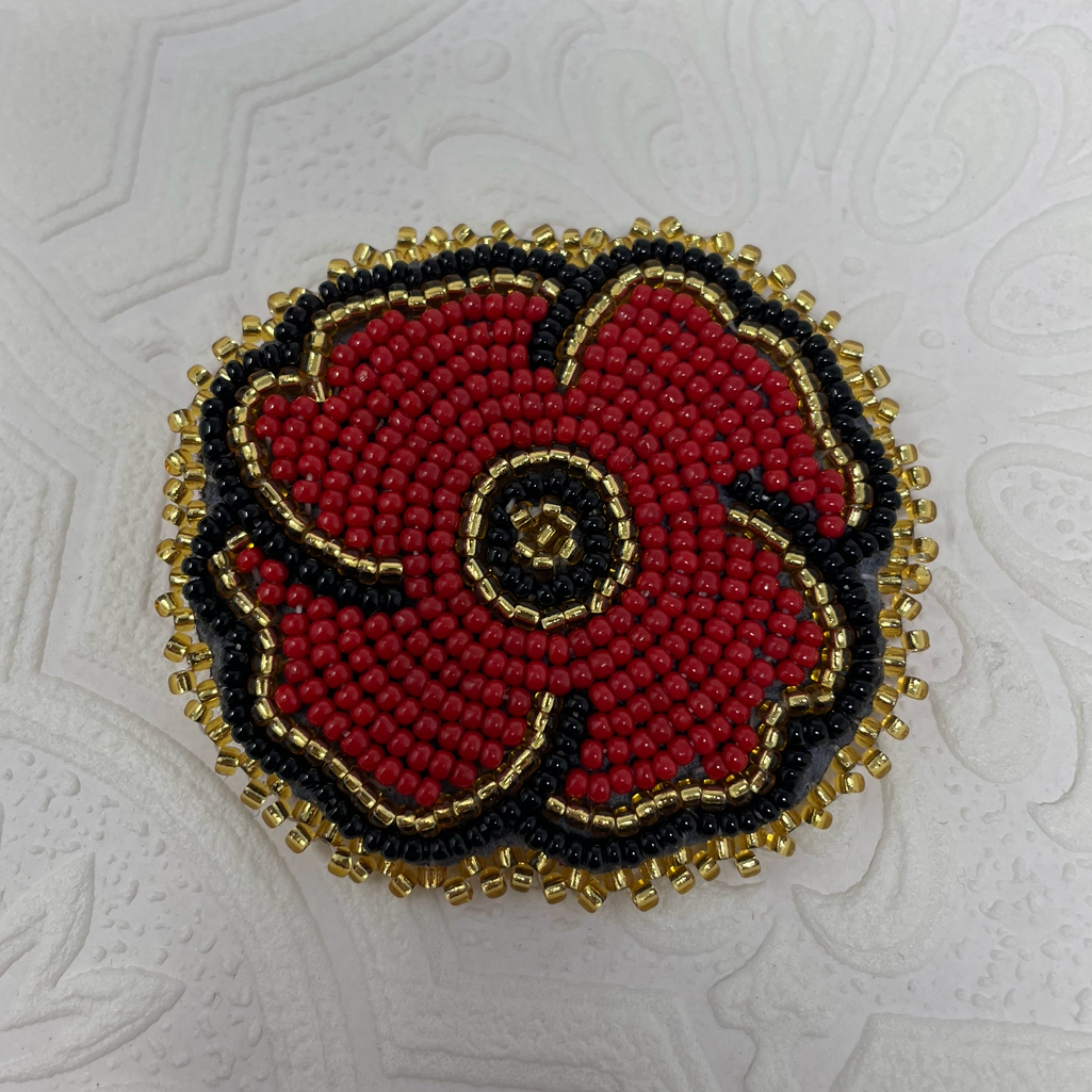 Asteria Brill Fancy Beaded Poppy Pin