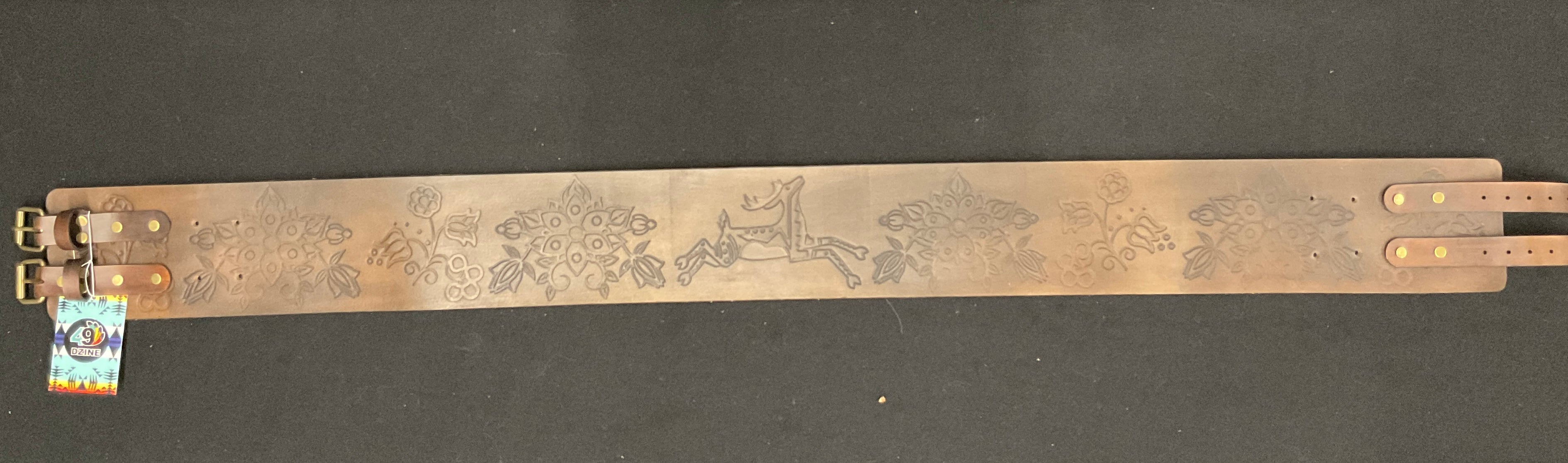 Handmade Buffalo Hide Powwow Belt