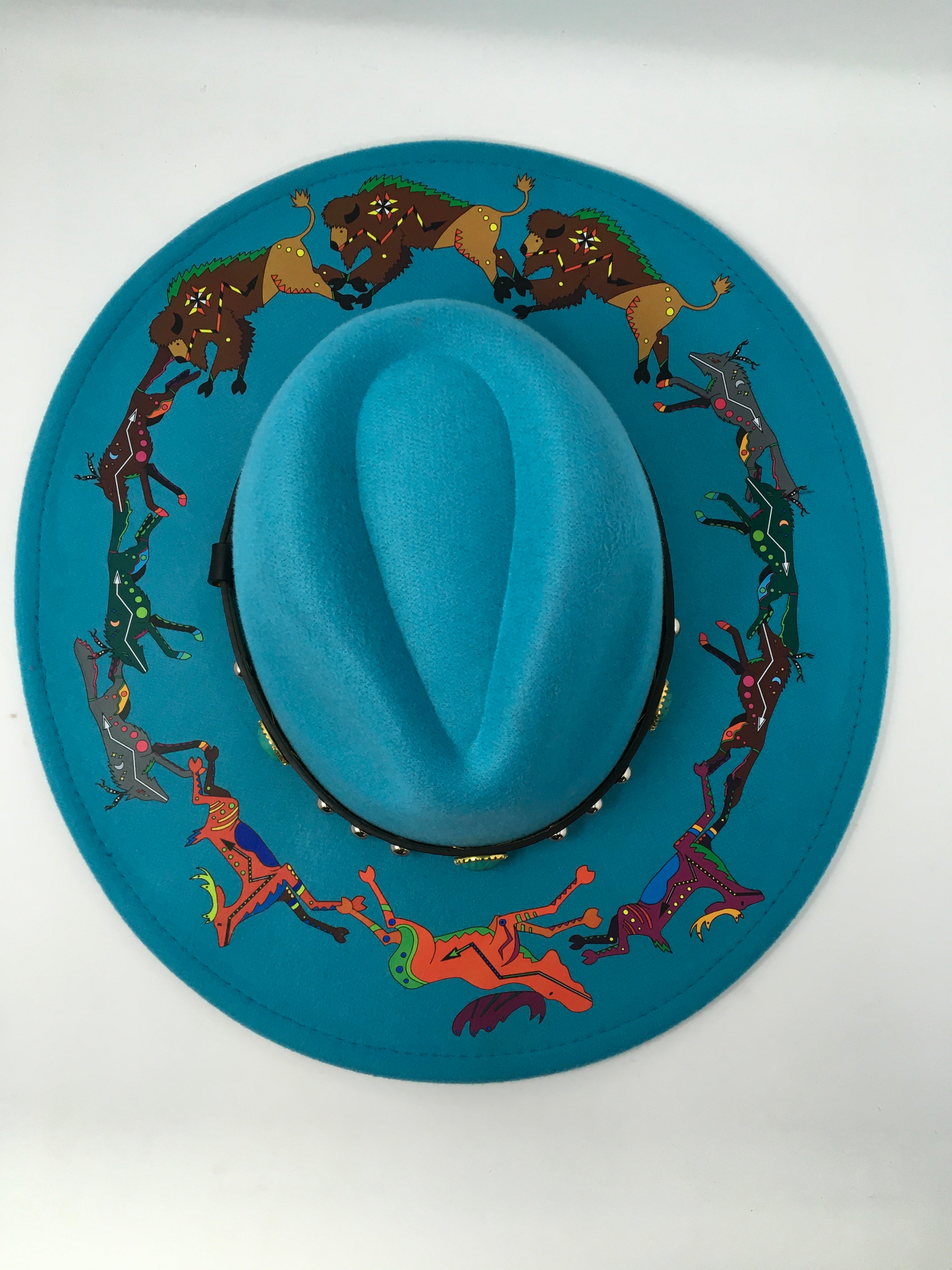 Fedora Hat Turquoise with Plains Harmony