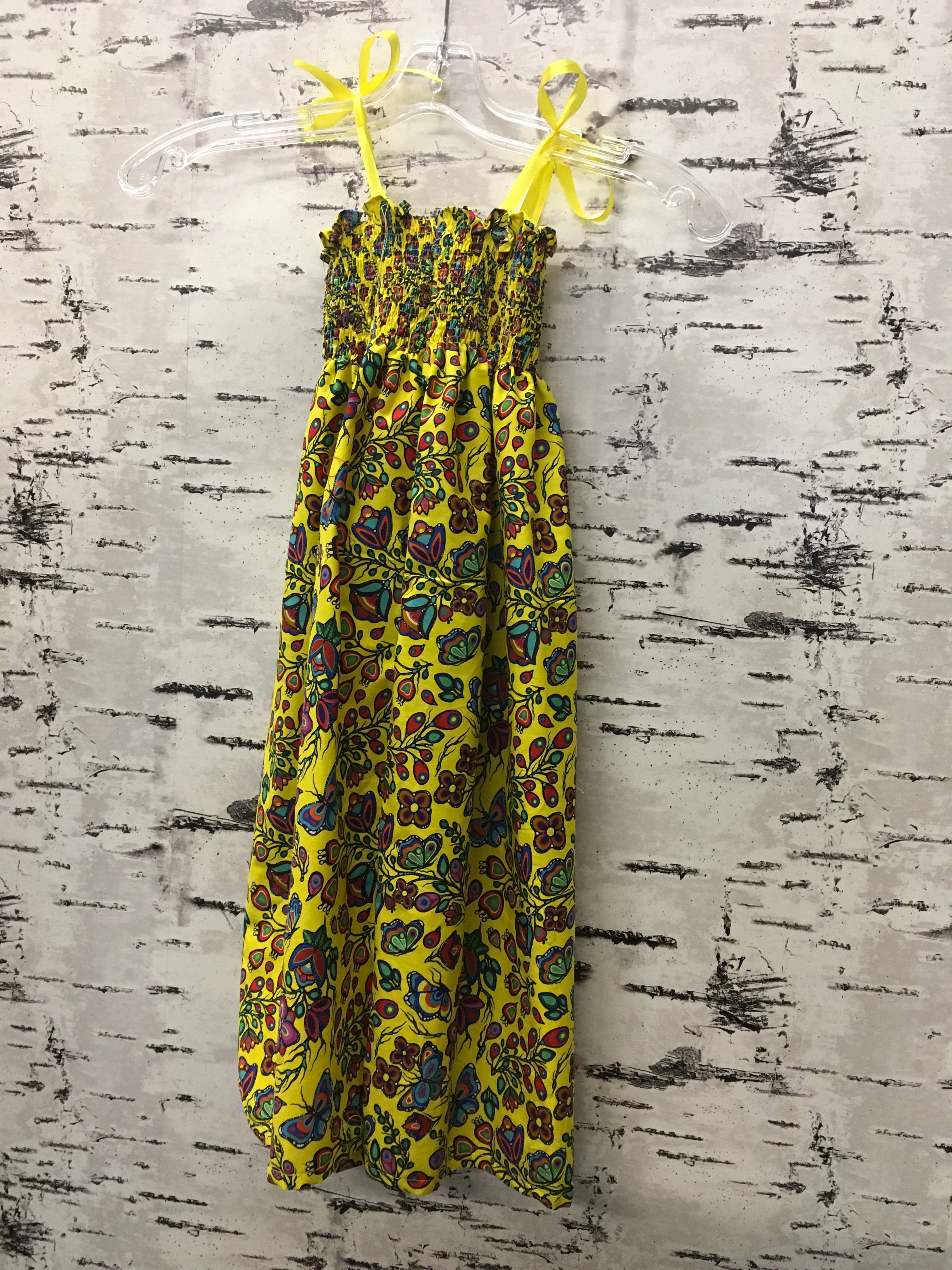 Handmade Youth Scrunchie Dress JT Yellow Butterflies