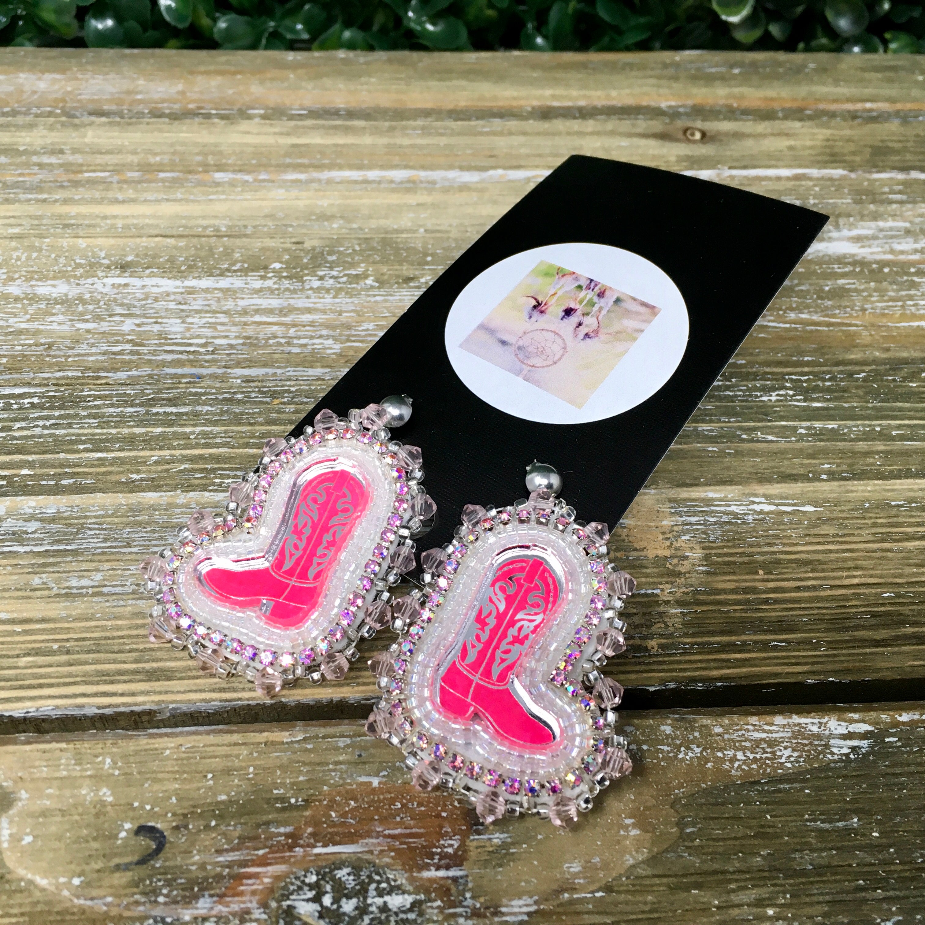 Letishia Sangie-Krammer Pink Cowboy Boot Earrings