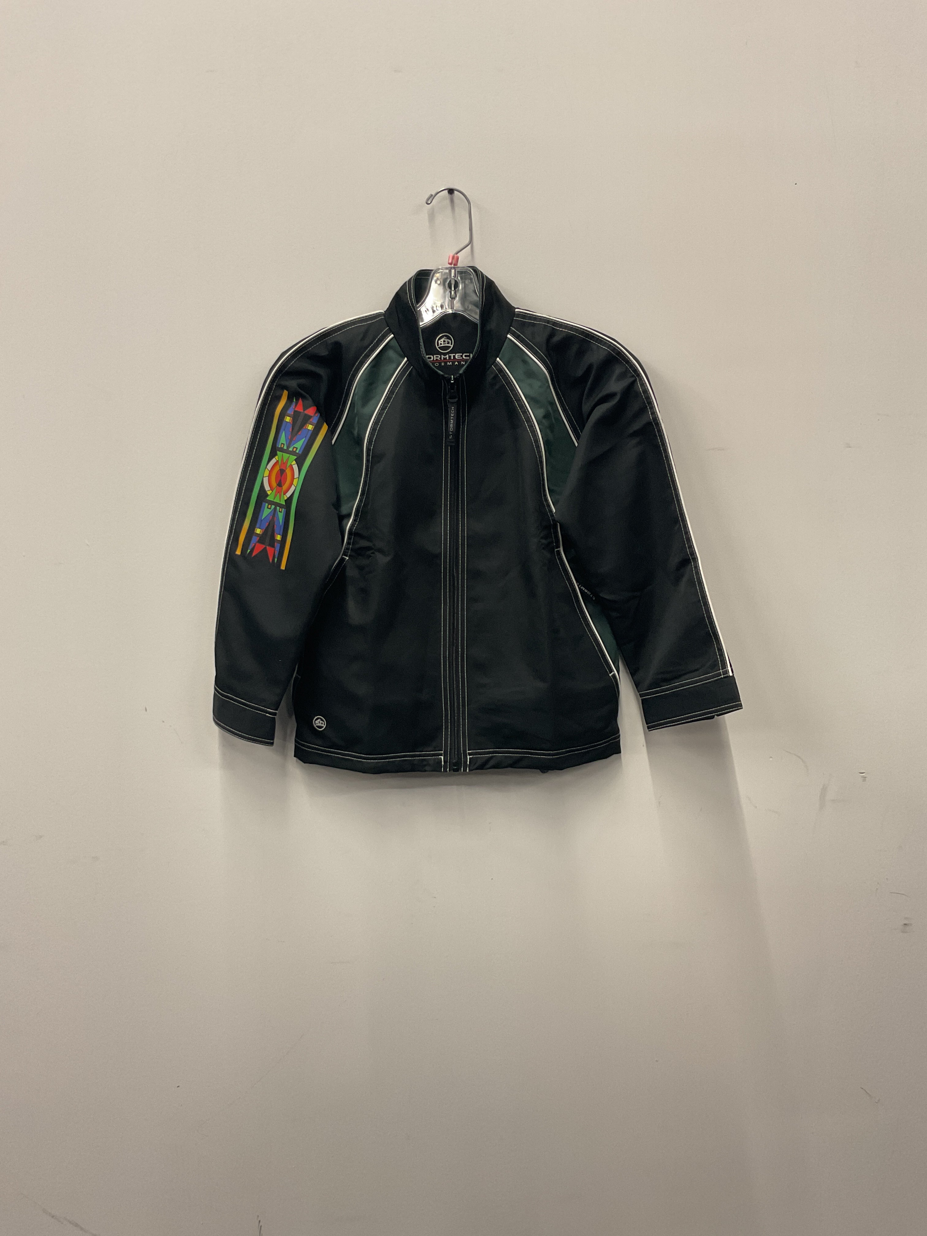 Handmade Black and Green Jacket With Transfer- Youth Small