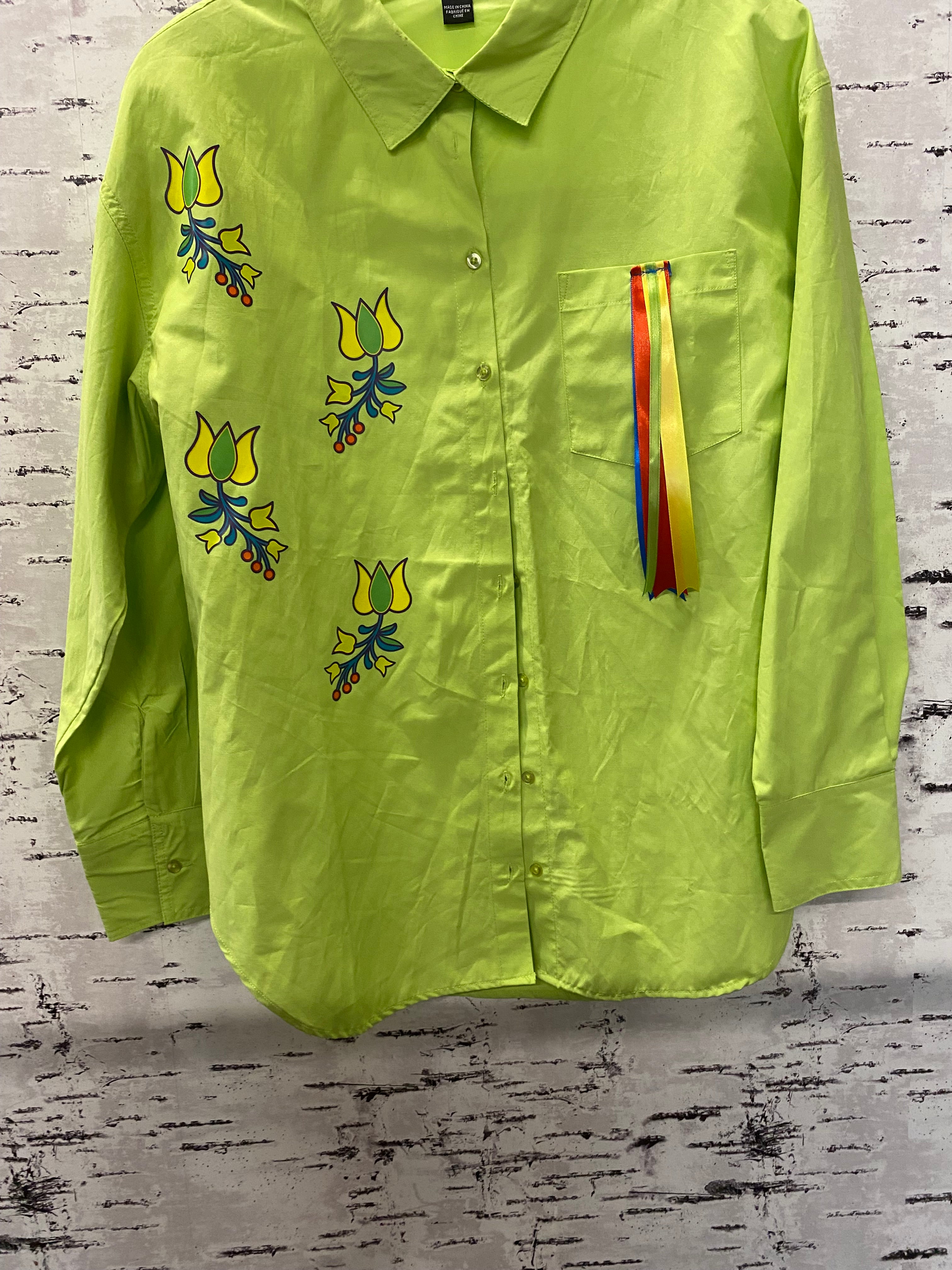 Kiera-Dawn Kolson Ribbon Shirt- Lime Indigine