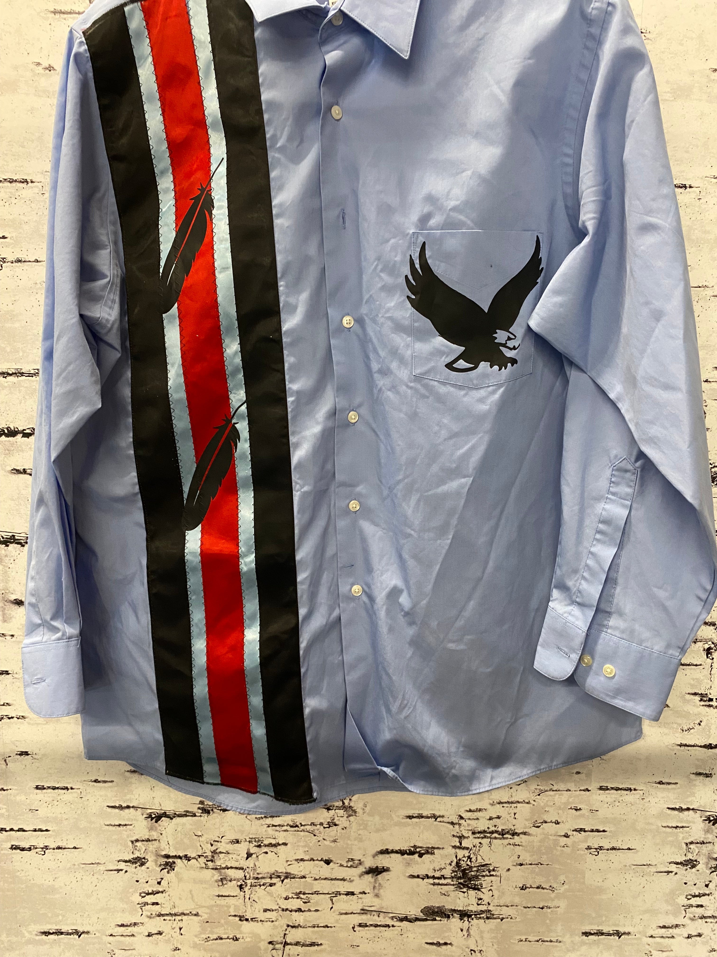 Kiera-Dawn Kolson Ribbon Shirt- Blue Eagle Feathers
