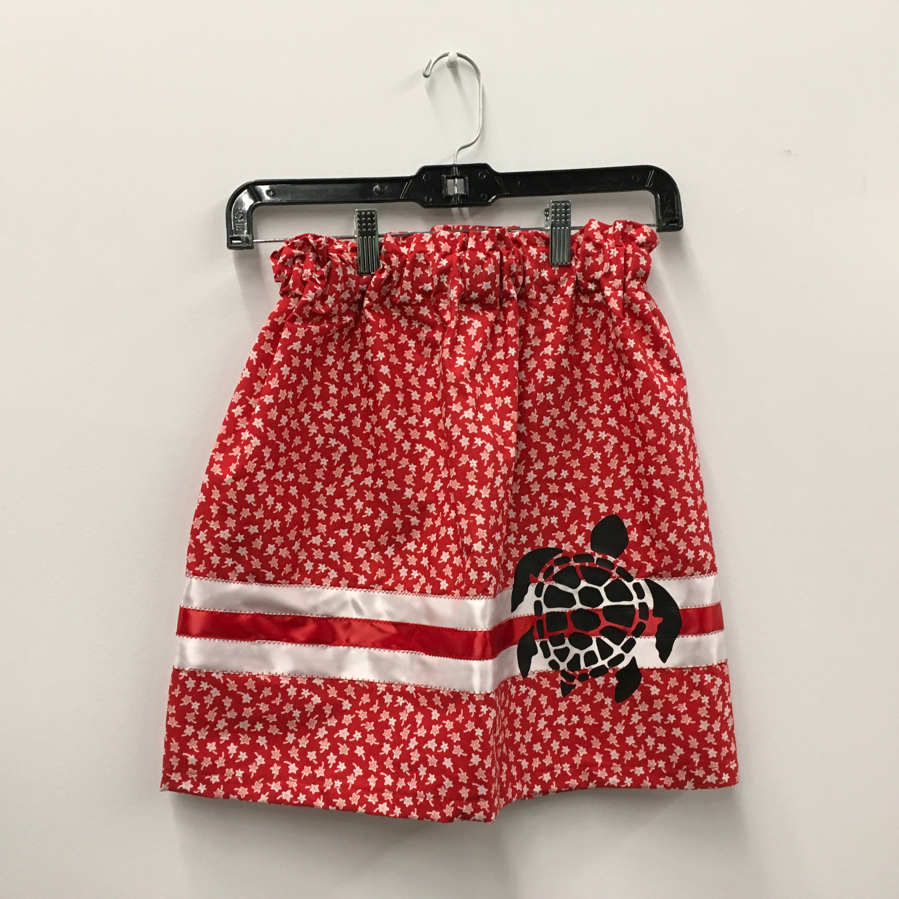 Jackie Lafferty Child's Ribbon Skirt- Red Floral Turtle