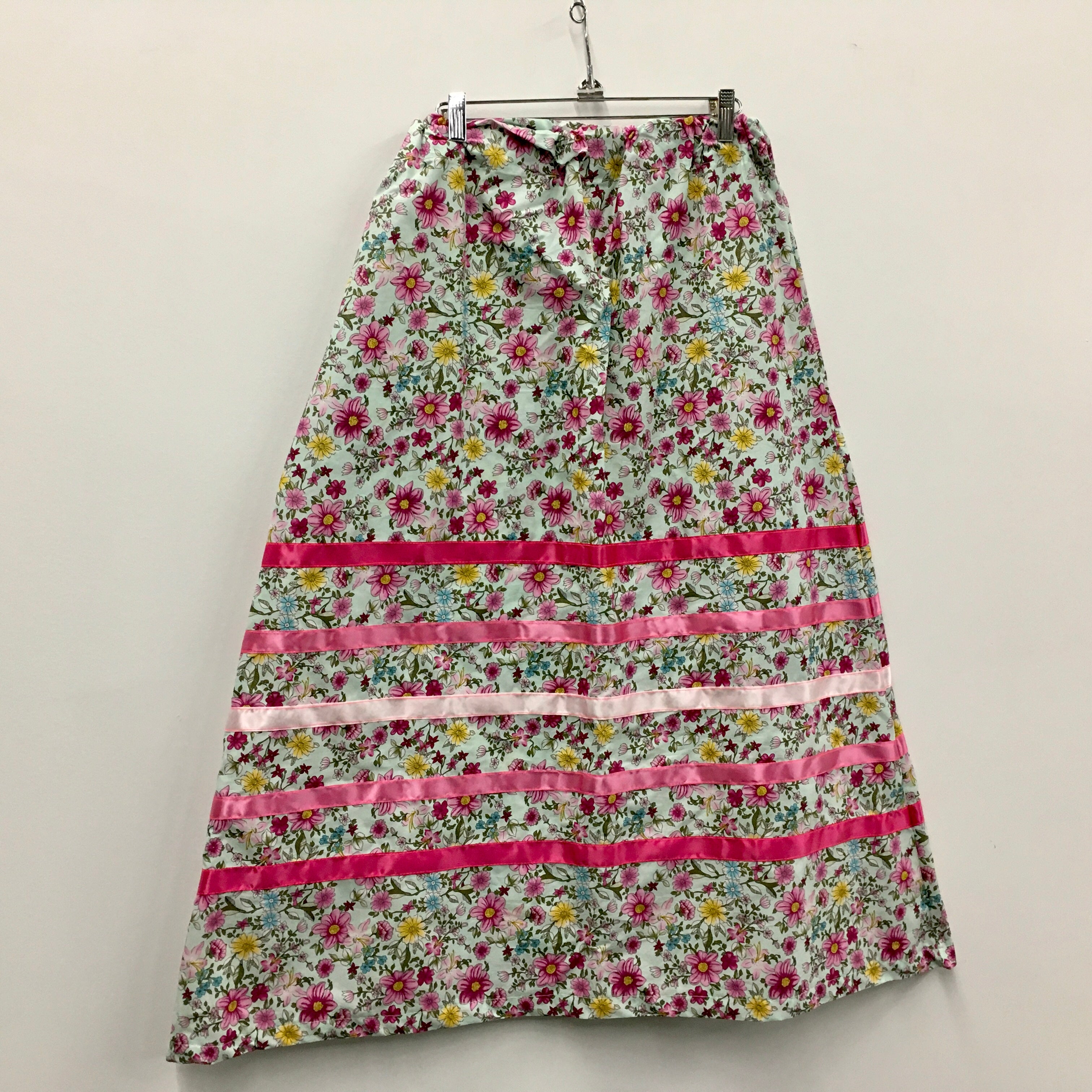 Handmade Pink Floral Mint Ribbon Skirt