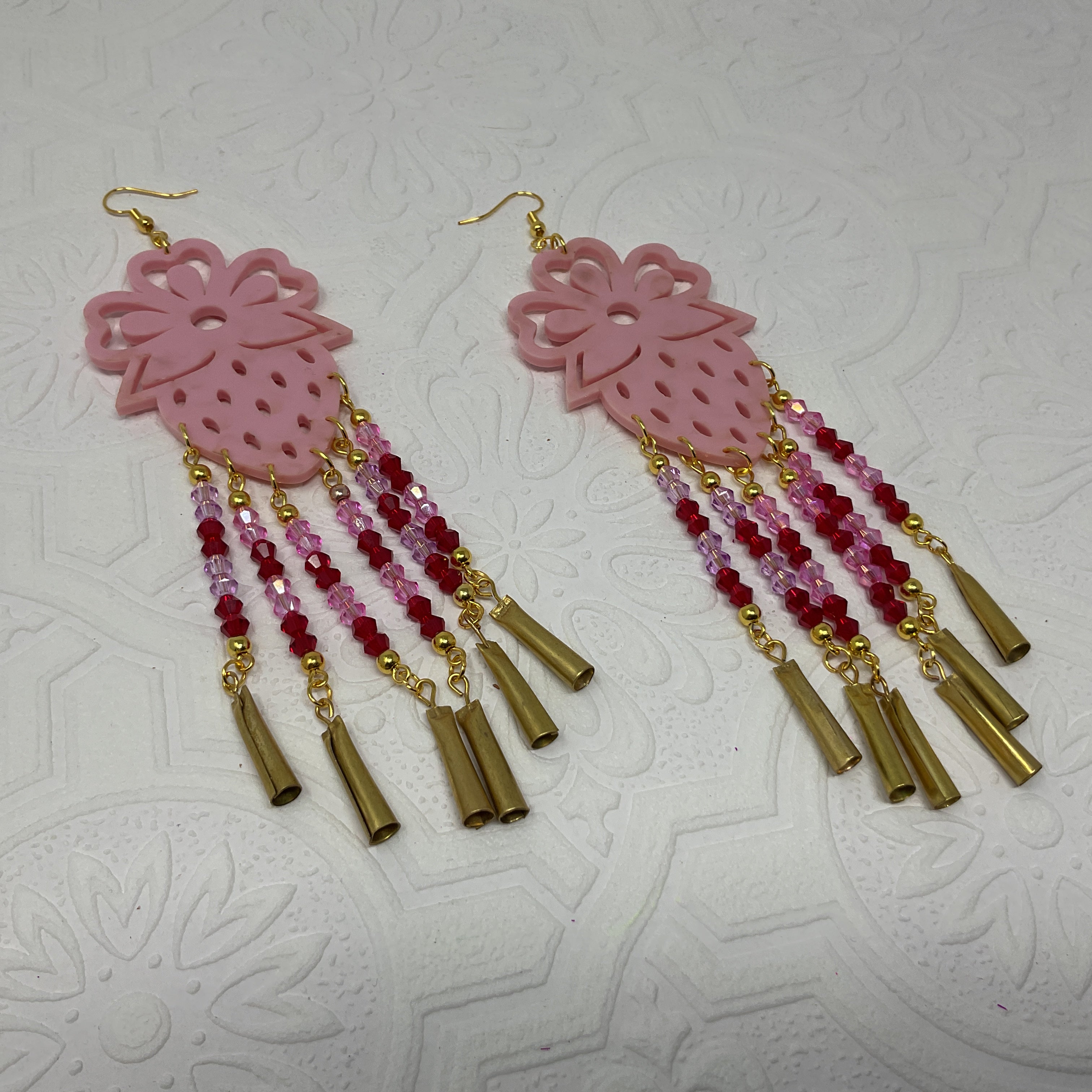 Acrylic w/ Dentalium Tiered Earrings