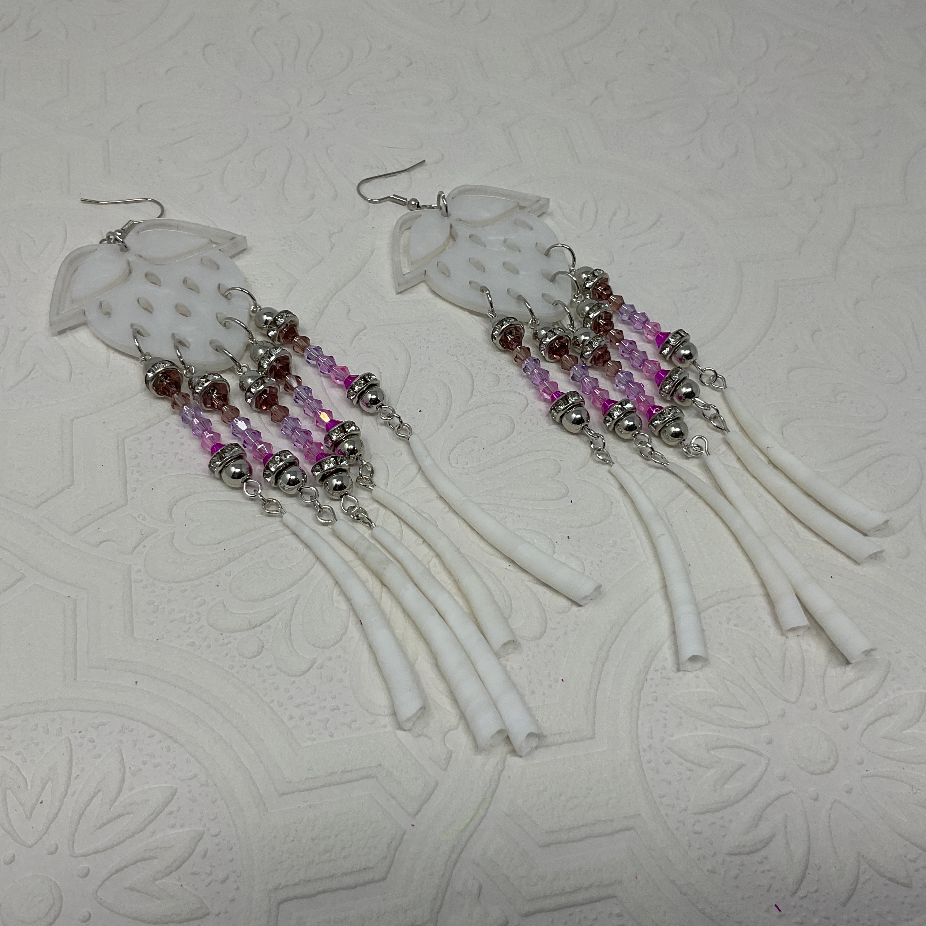 Acrylic w/ Dentalium Tiered Earrings