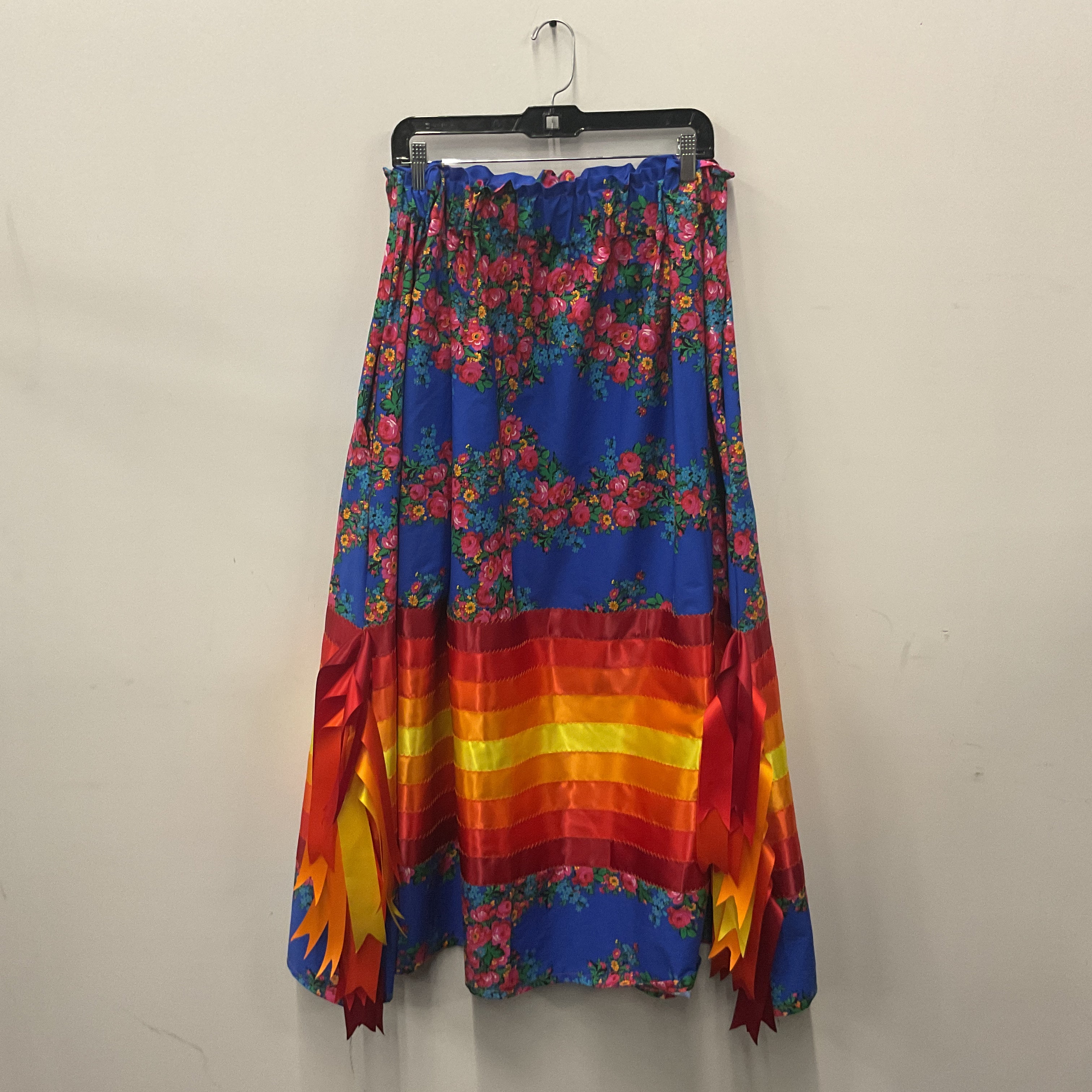 Handmade Blue Kokum & Fire Colour Ribbon Skirt