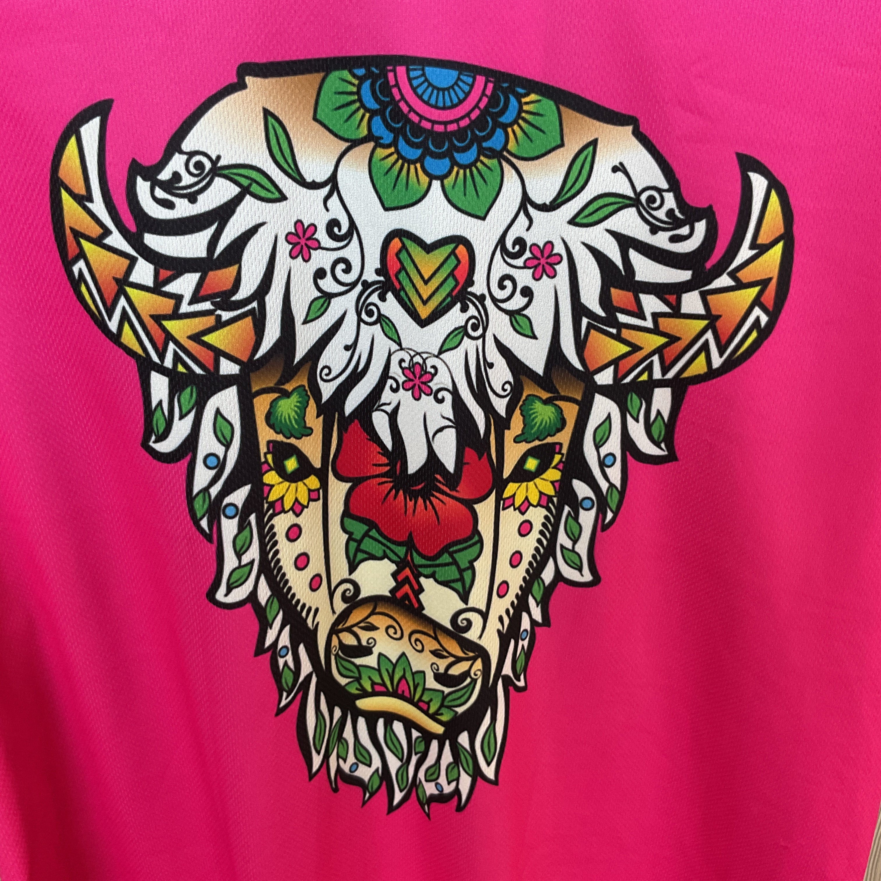 Floral Buffalo Pink Jersey-Style T-Shirt