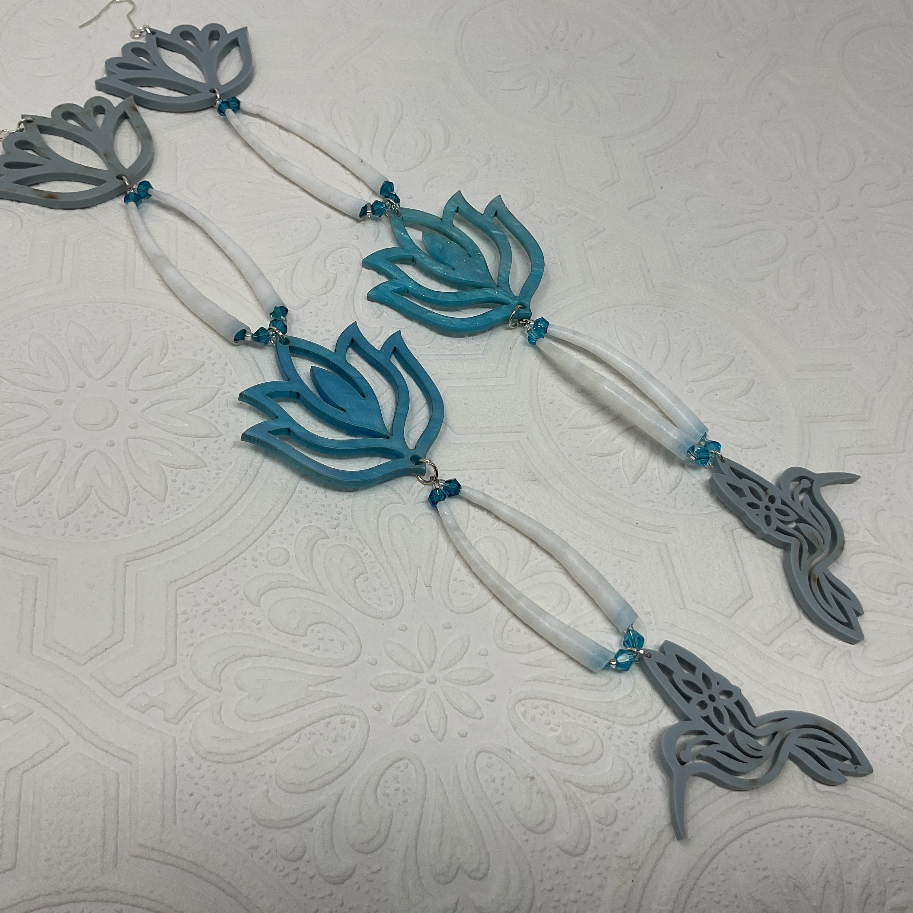 Acrylic w/ Dentalium Tiered Earrings
