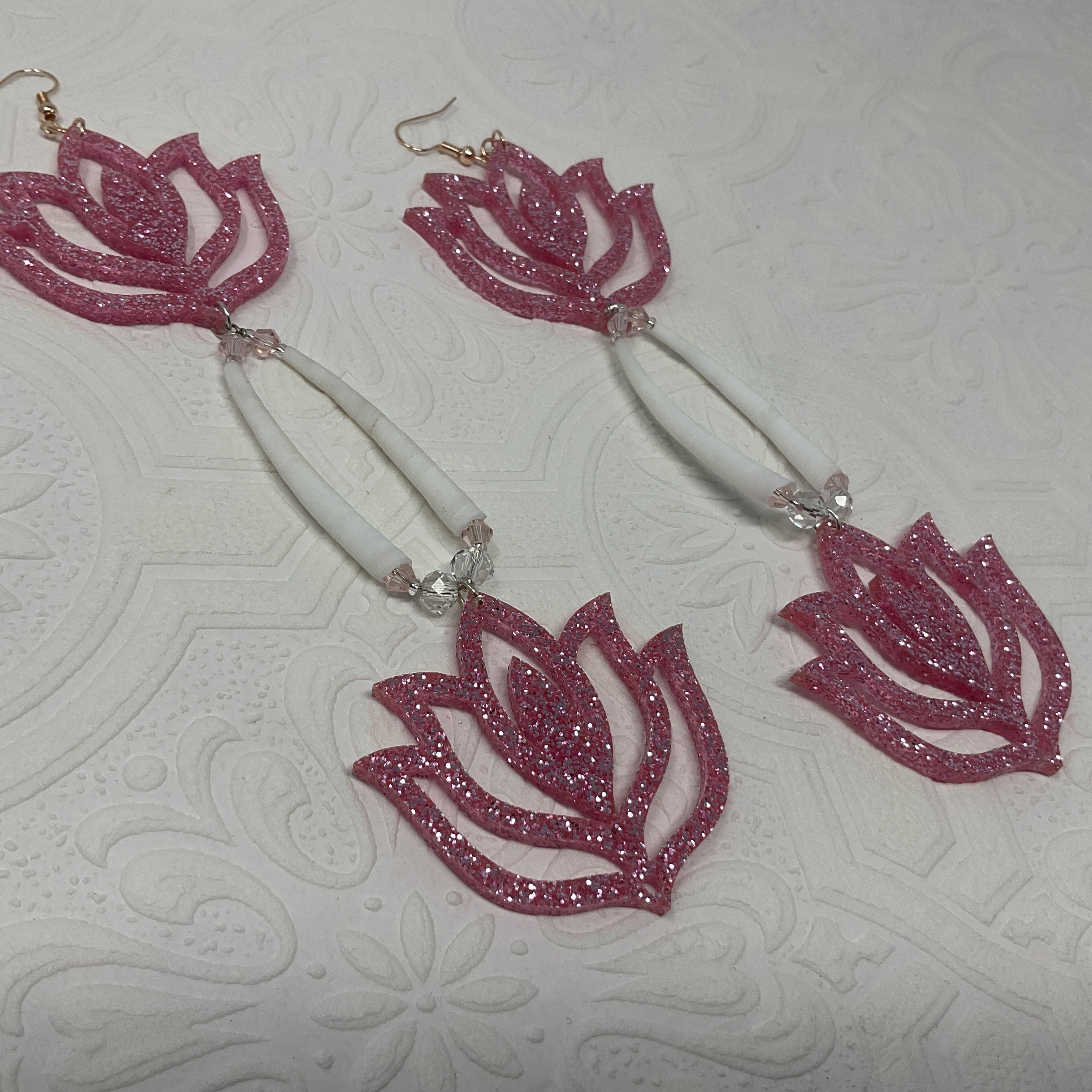 Acrylic w/ Dentalium Tiered Earrings