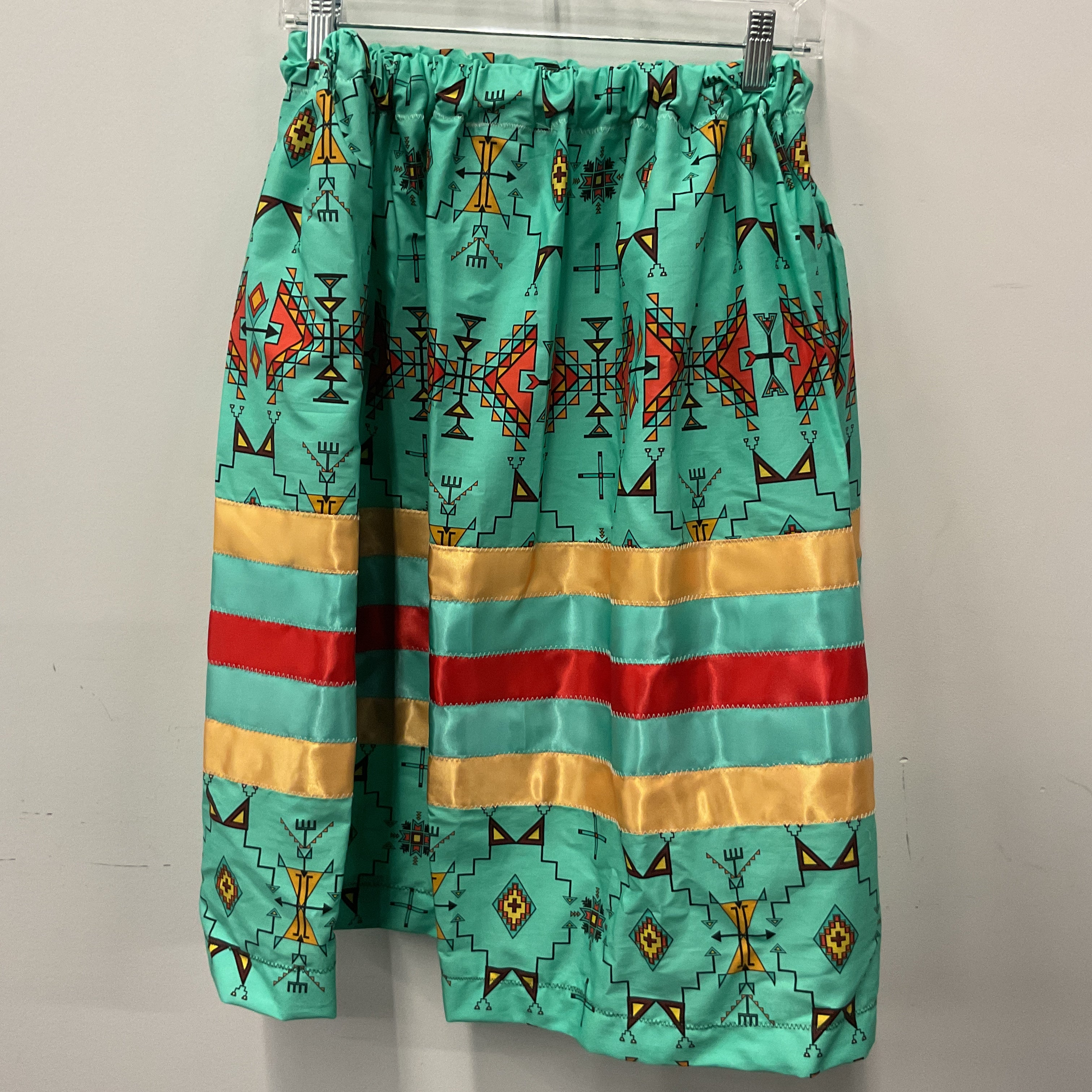 Handmade Turquoise Geometric Ribbon Skirt